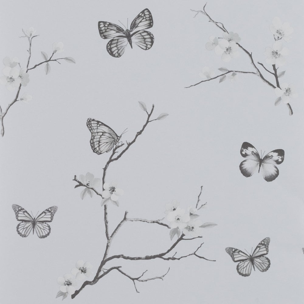 Arthouse Exclusive Carrie Blossom Grey Butterfly Motif Smooth