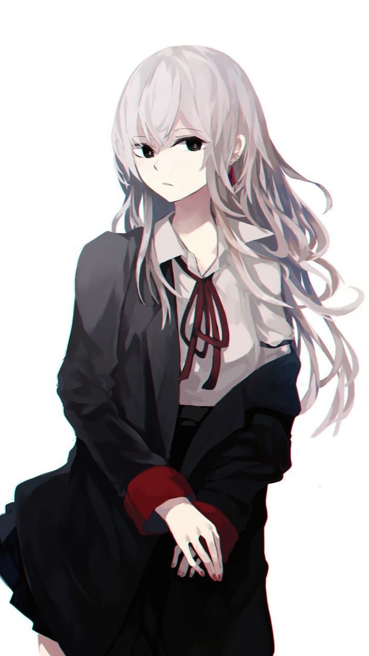 Anime Girl with White Hair | Sticker