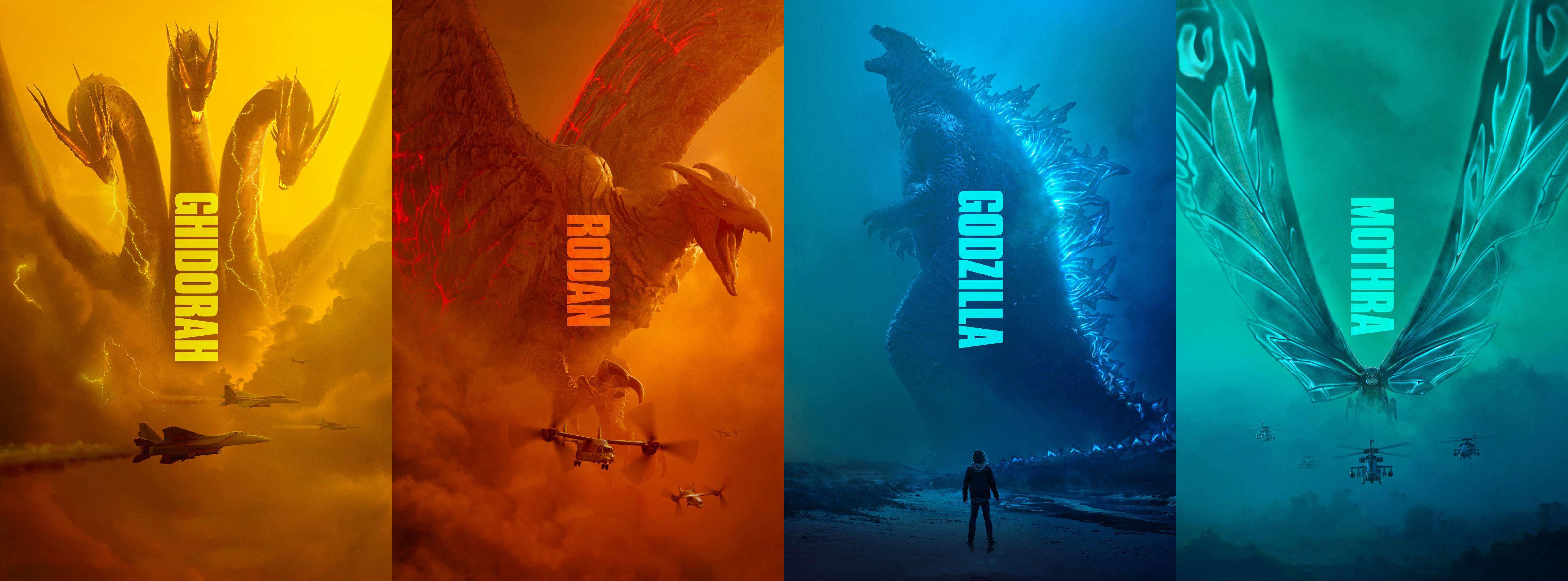 I made an Ultra Wide wallpaper from the Godzilla posters