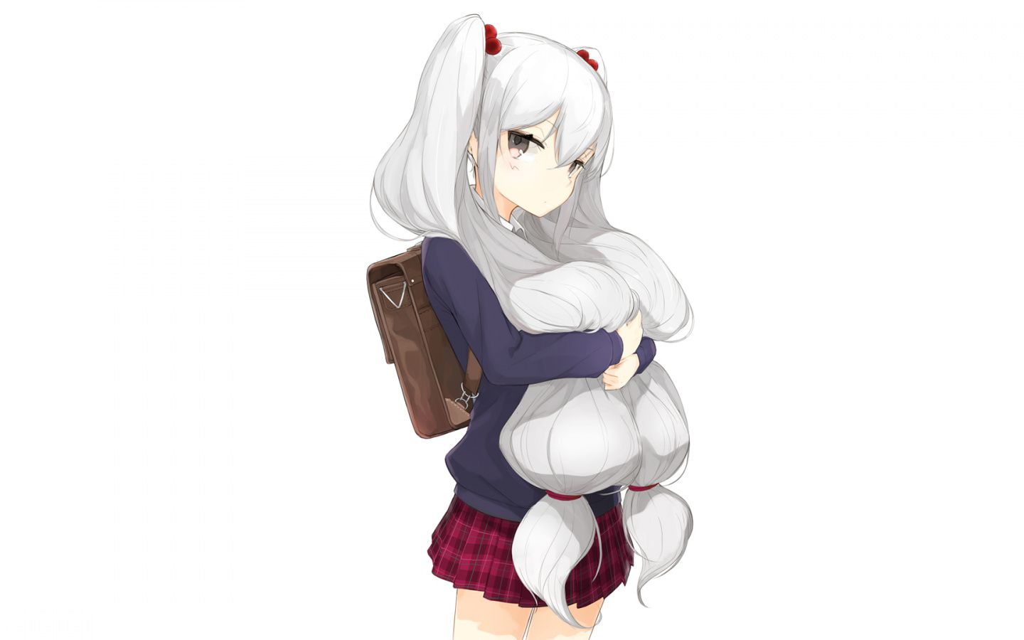 Download Cute, anime girl, white hair, original wallpaper