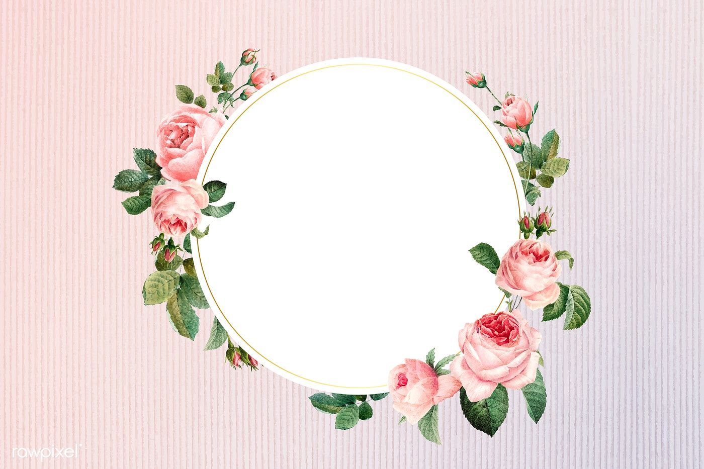 Download premium vector of Floral round frame on a fabric