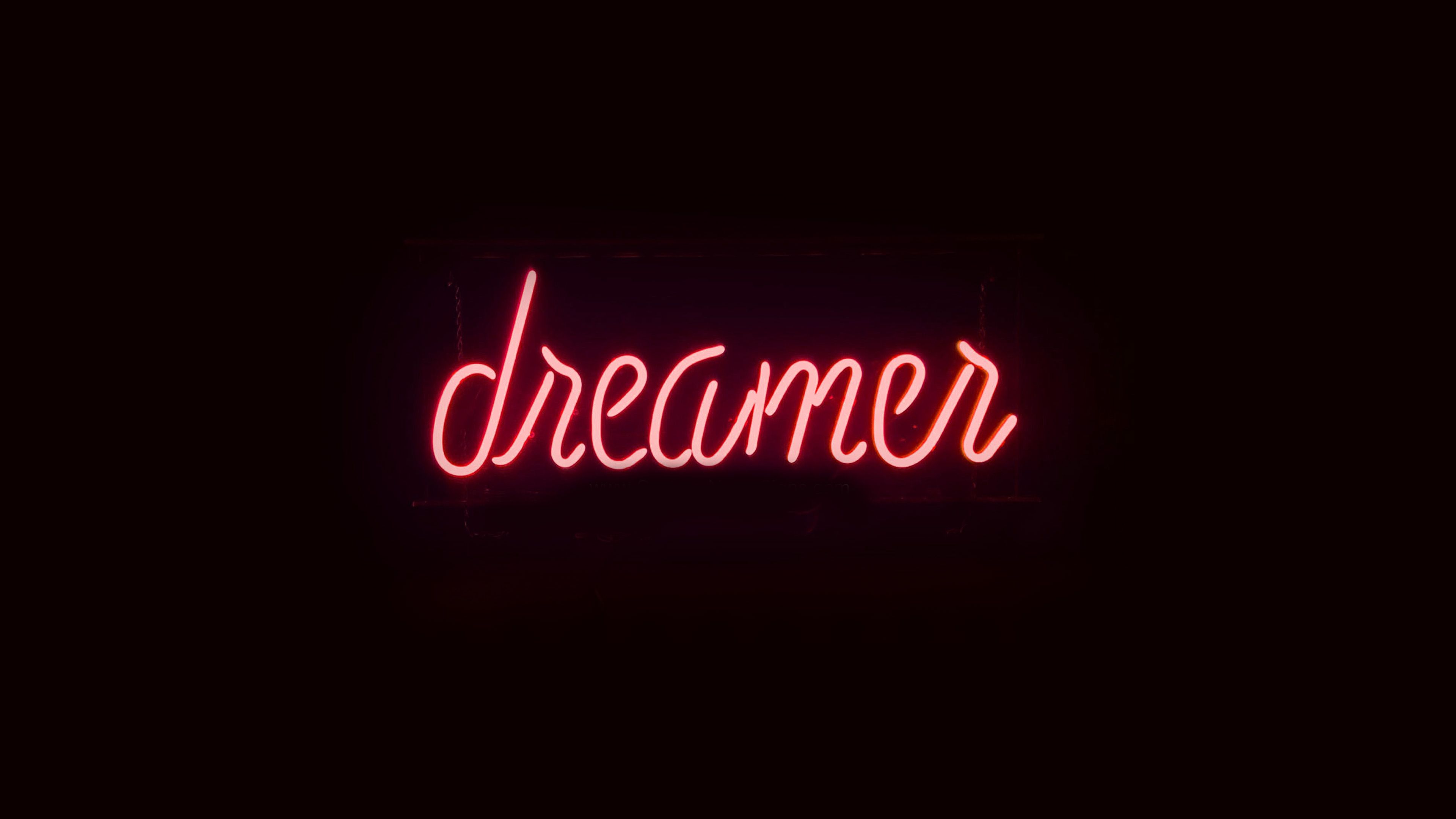 Dreamers Neon Sign Dark Illustration Art Red Wallpaper