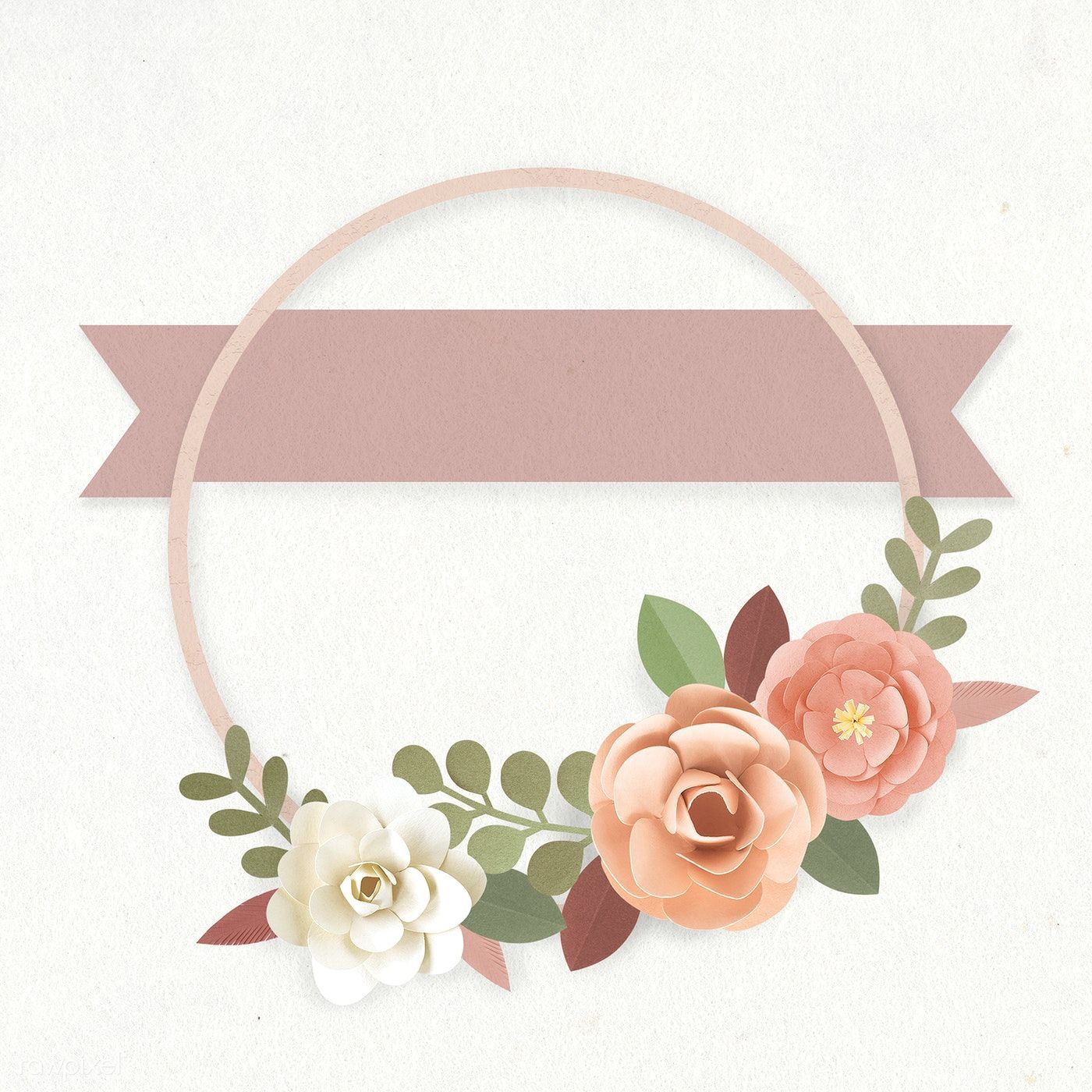 Download premium illustration of Round paper craft flower wreath