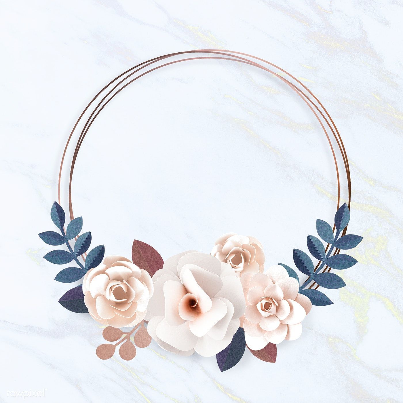 Download premium illustration of Round paper craft flower wreath