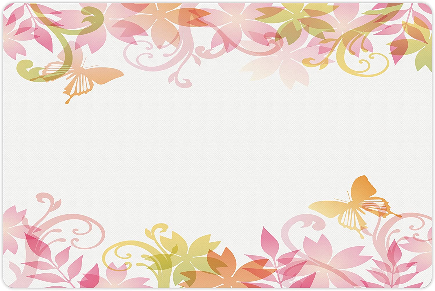 Ambesonne Pastel Pet Mat for Food and Water, Floral