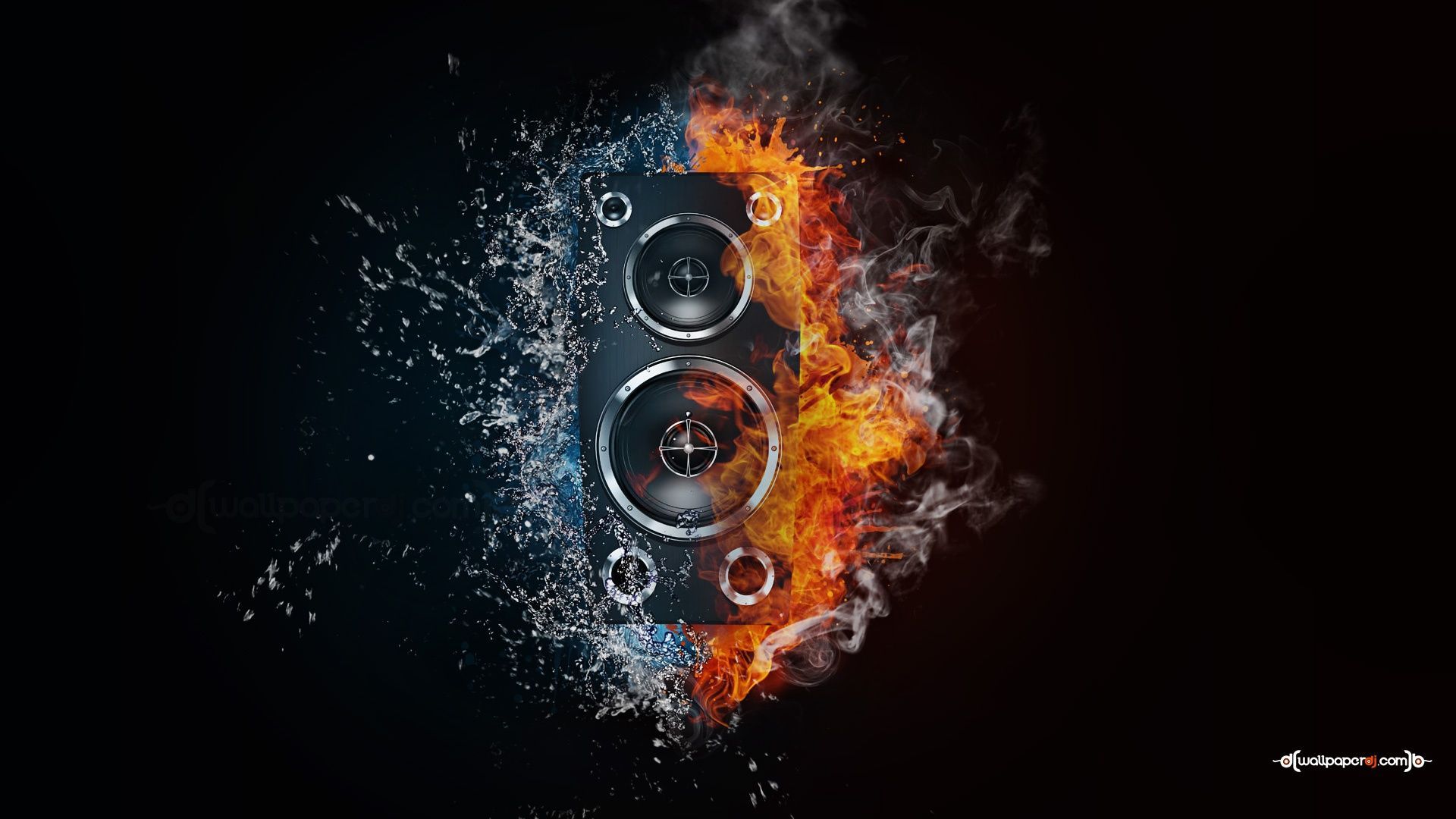 Bass Box Fire & Water desktop PC and Mac wallpaper