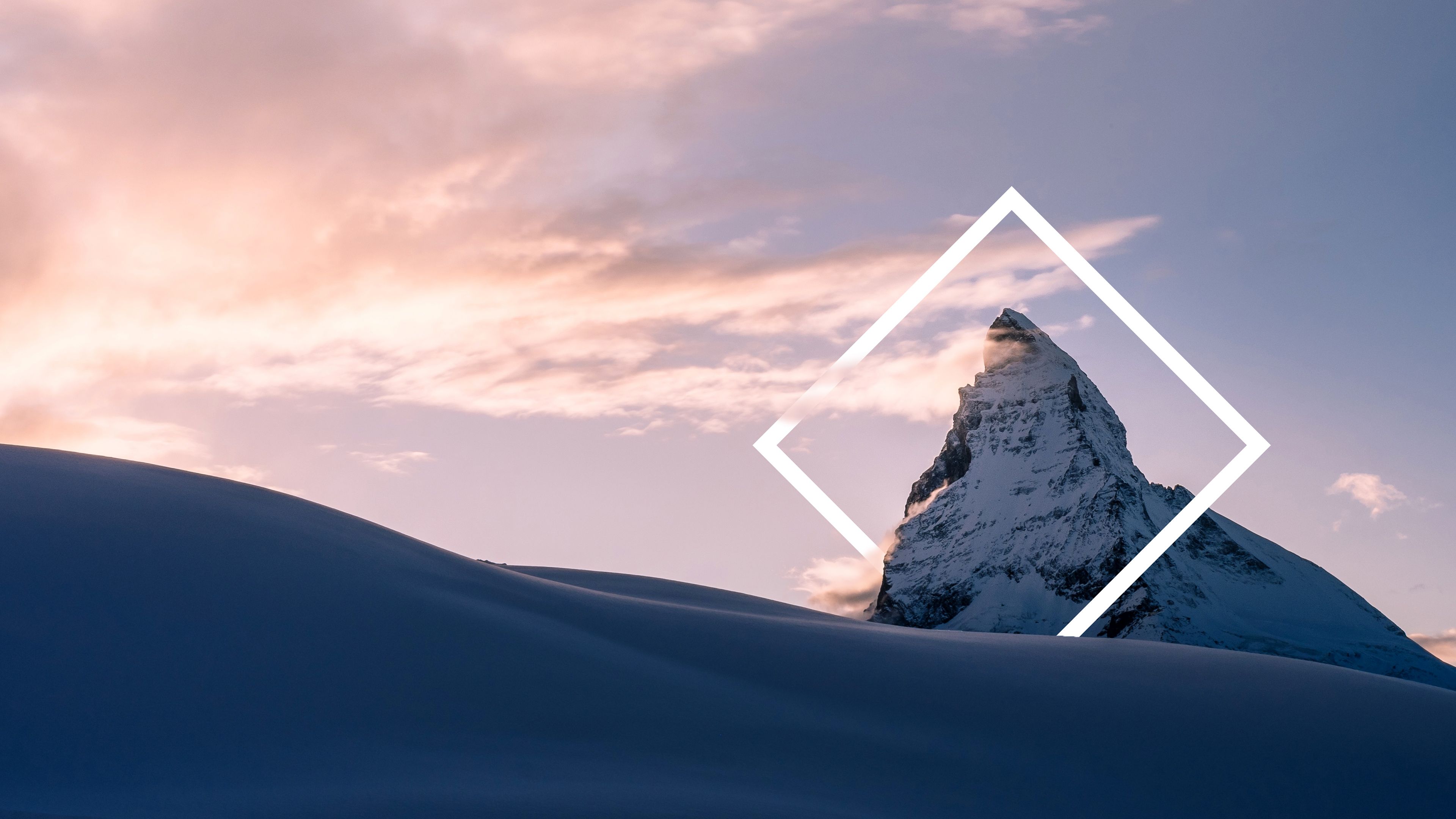 Wallpaper Peak, Geometric, Snow mountains, Winter, 4K, Nature