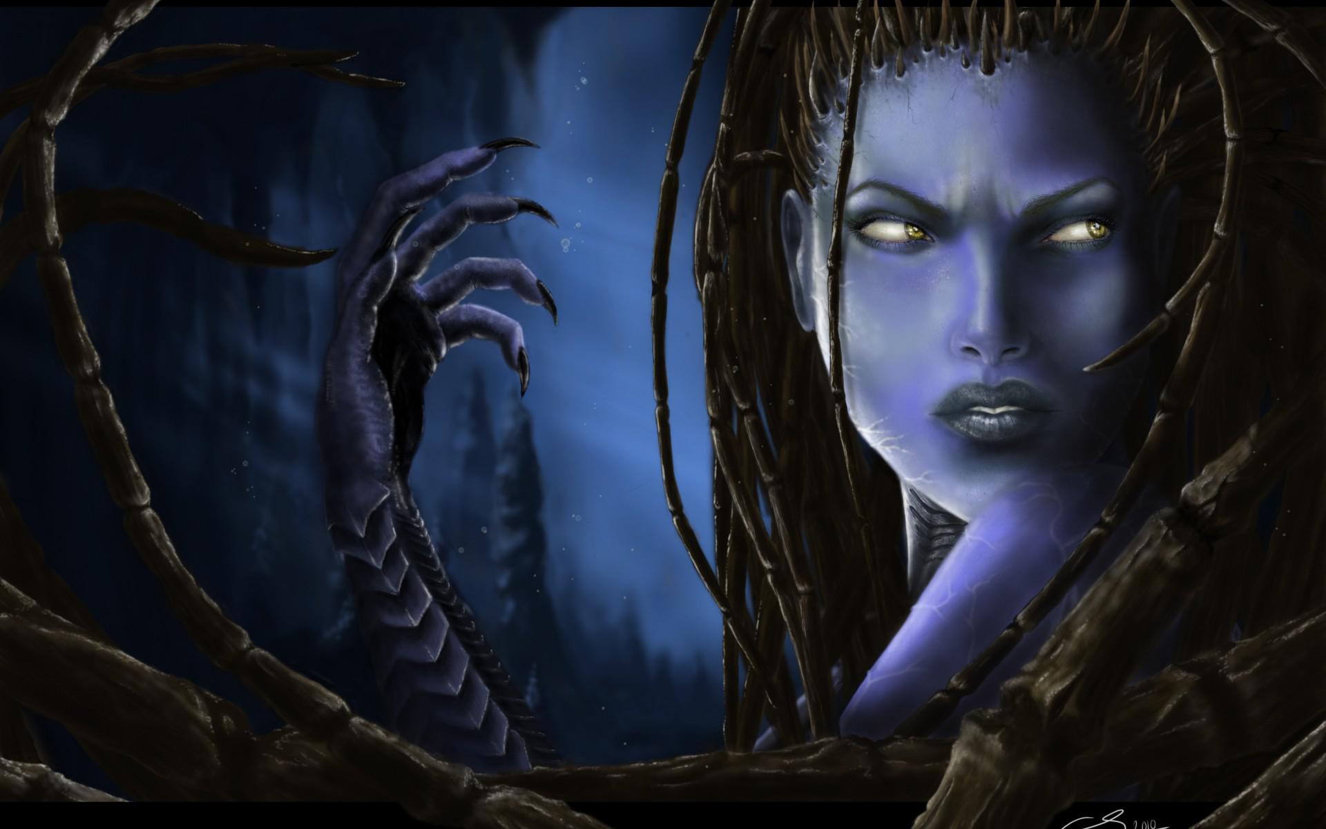 HD Kerrigan Starcraft Dark Fantasy Women Female Face Eyes Witch