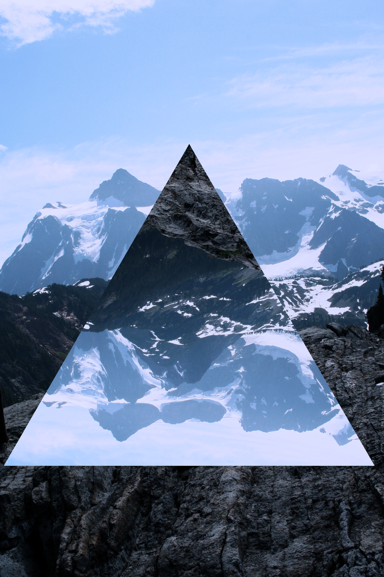 Triangles and other shapes, landscape. Geometric photography