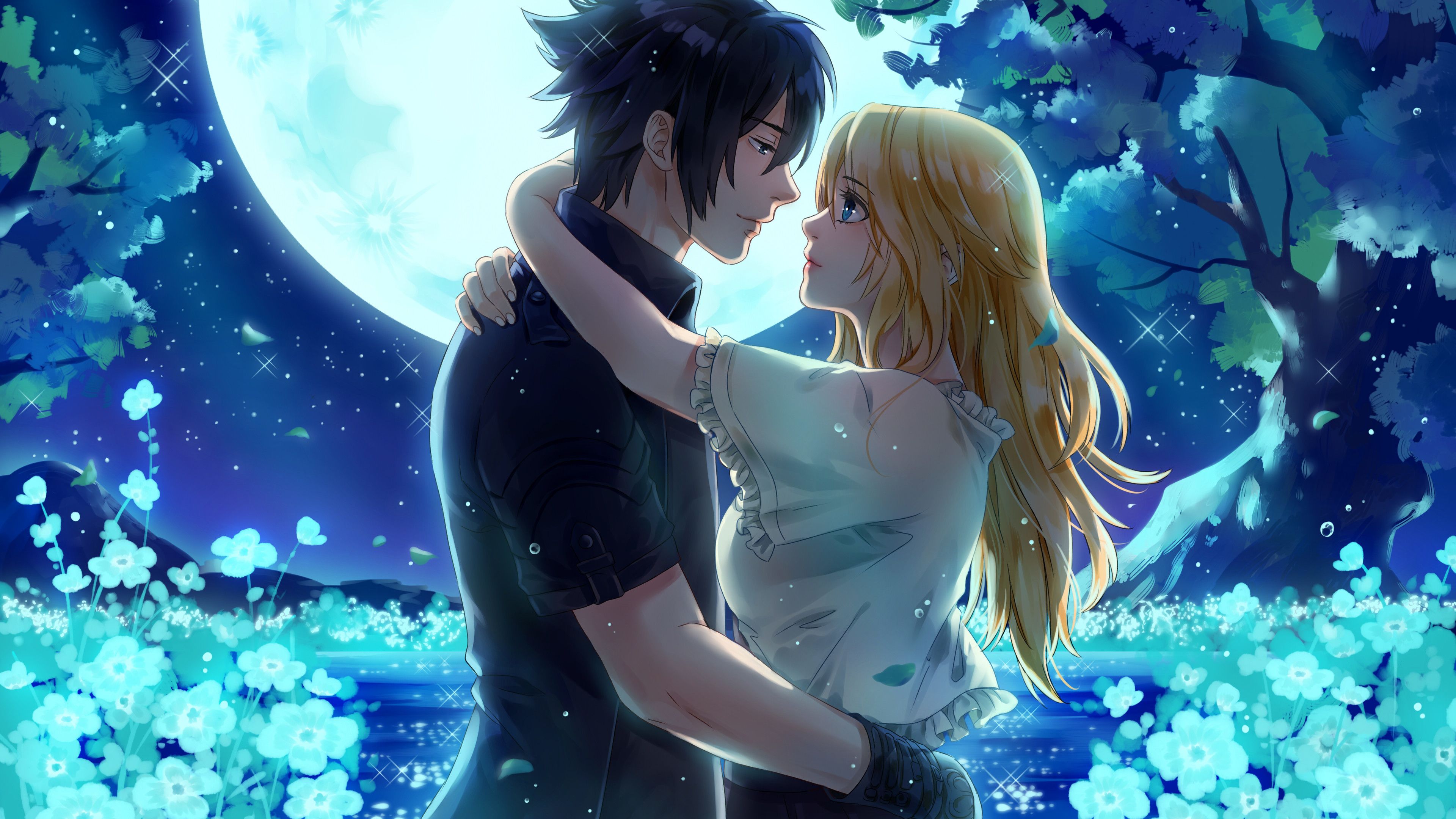 Wallpaper 4k Noctis And Stella From Final Fantasy XV Under