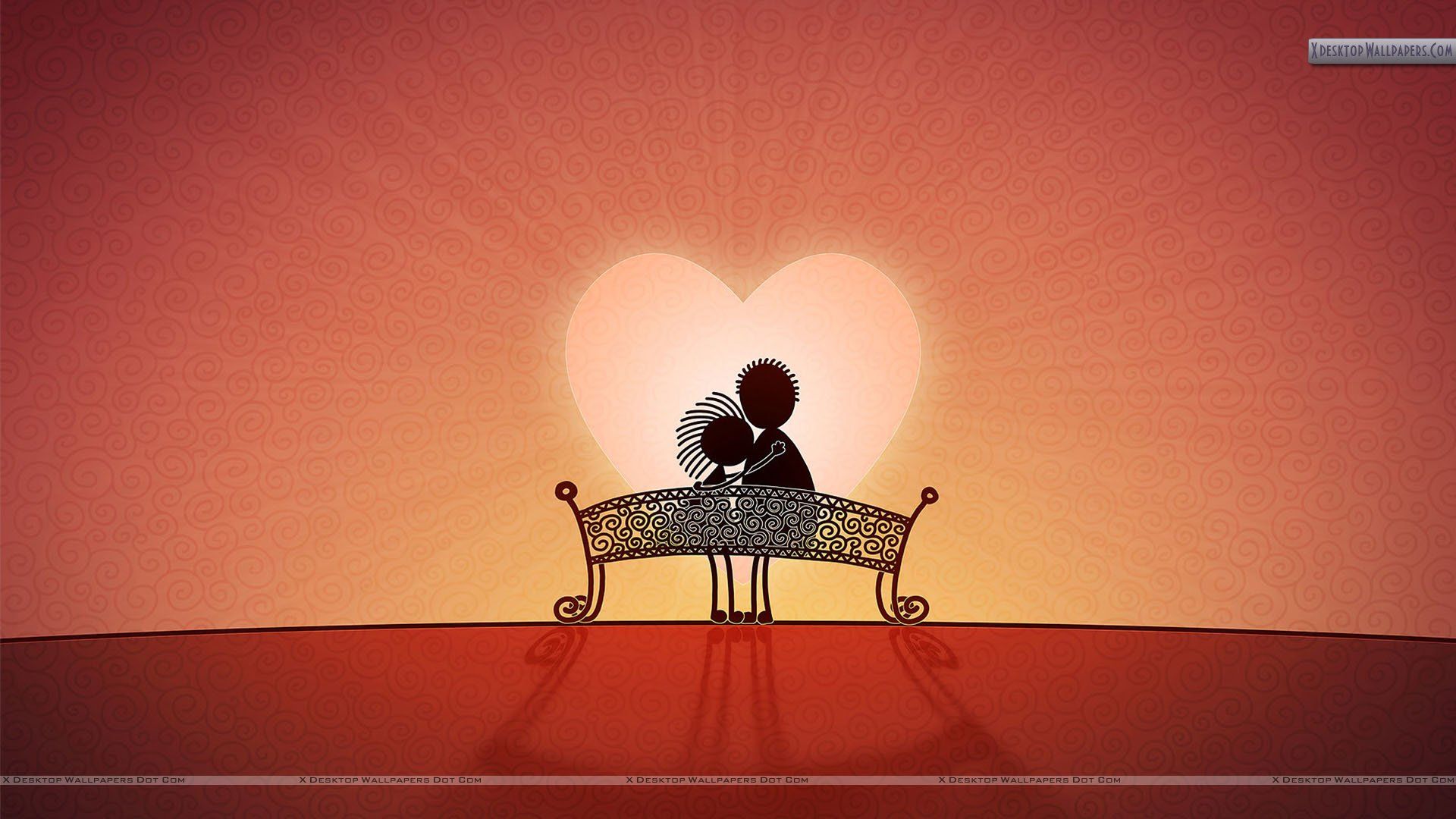cute couple sitting on bench animated