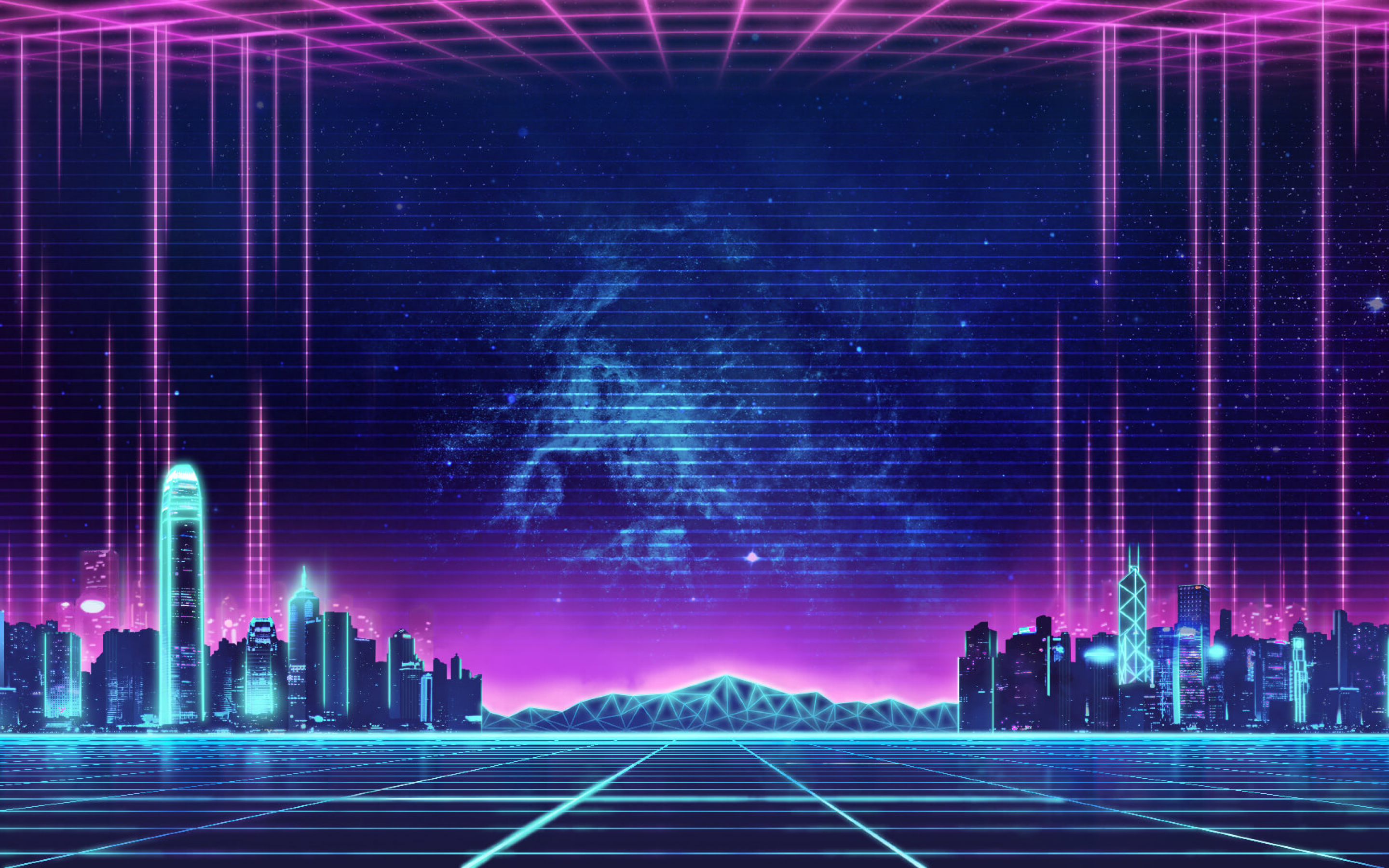 Download 2880x1800 Synthwave, Music, Retro, Neon City Wallpaper