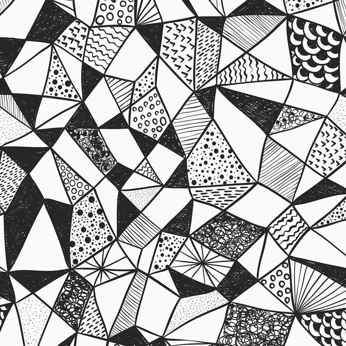 Geometric Shapes Wallpaper for Walls, Contemporary Black & White