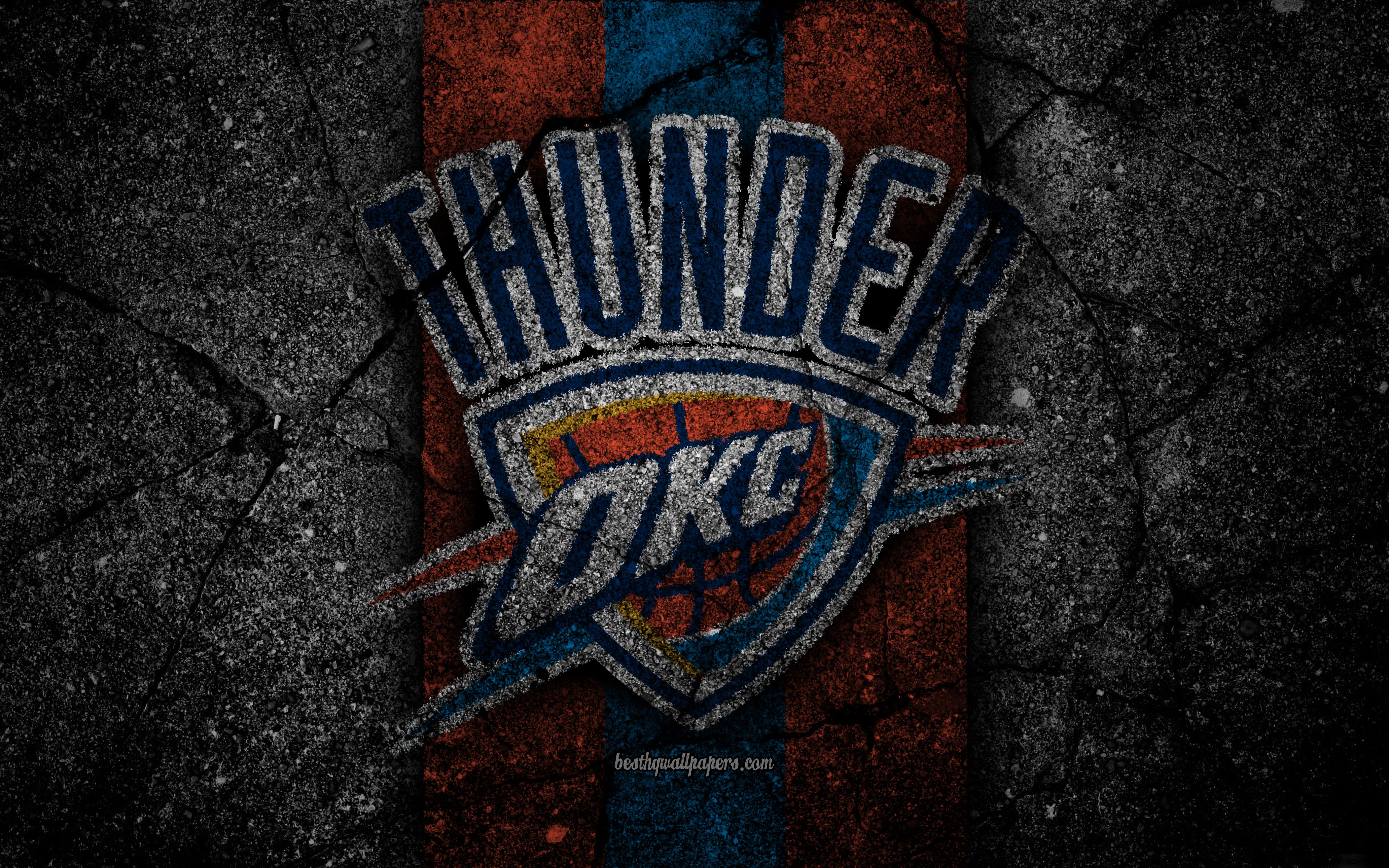 Download wallpaper Oklahoma City Thunder, NBA, 4k, logo, black