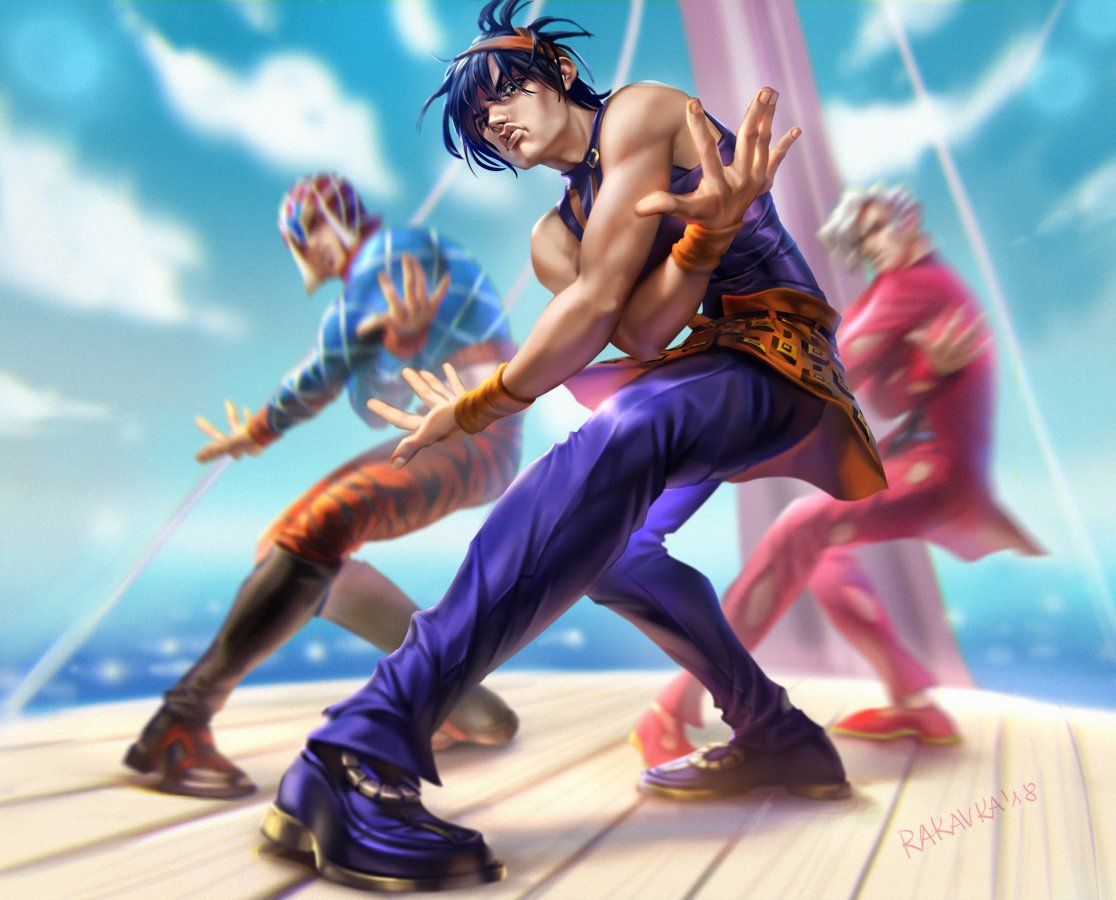 Download Caption: Iconic Jojo Pose in Action Wallpaper