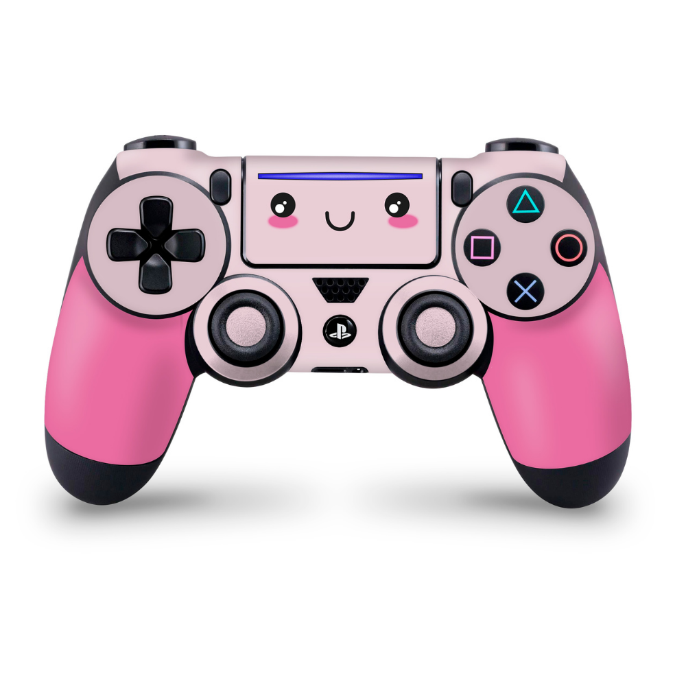 Cute Kawaii Face Pink PS4 Pro Slim Controller Skin. Ps4 Controller Skin, Ps4 Controller, Pastel Pink