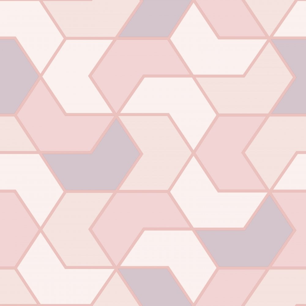 RASCH Portfolio Pink & Rose Gold Geometric Wallpaper 270310