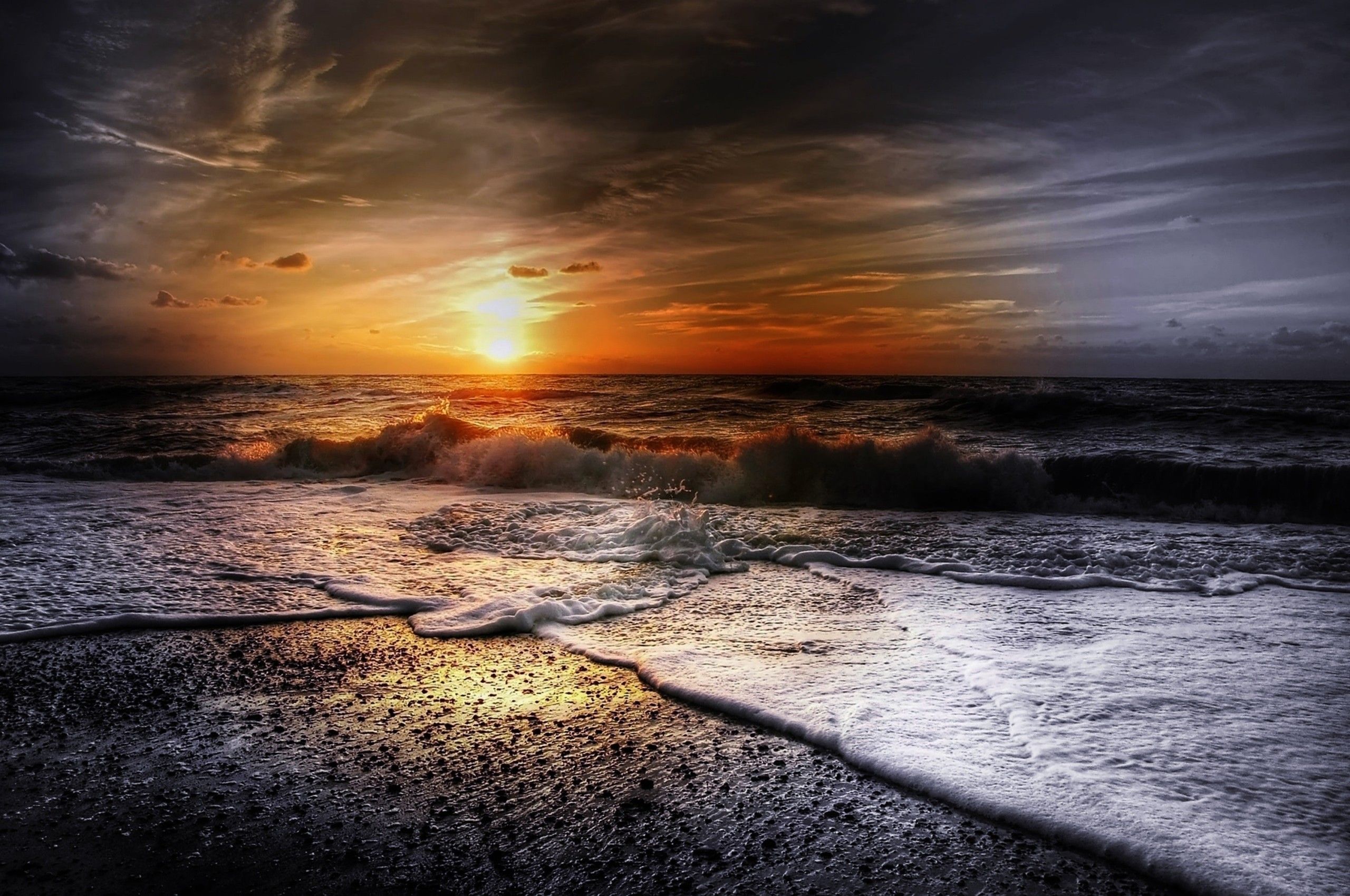 Beach Summer Sunset Waves Chromebook Pixel HD 4k