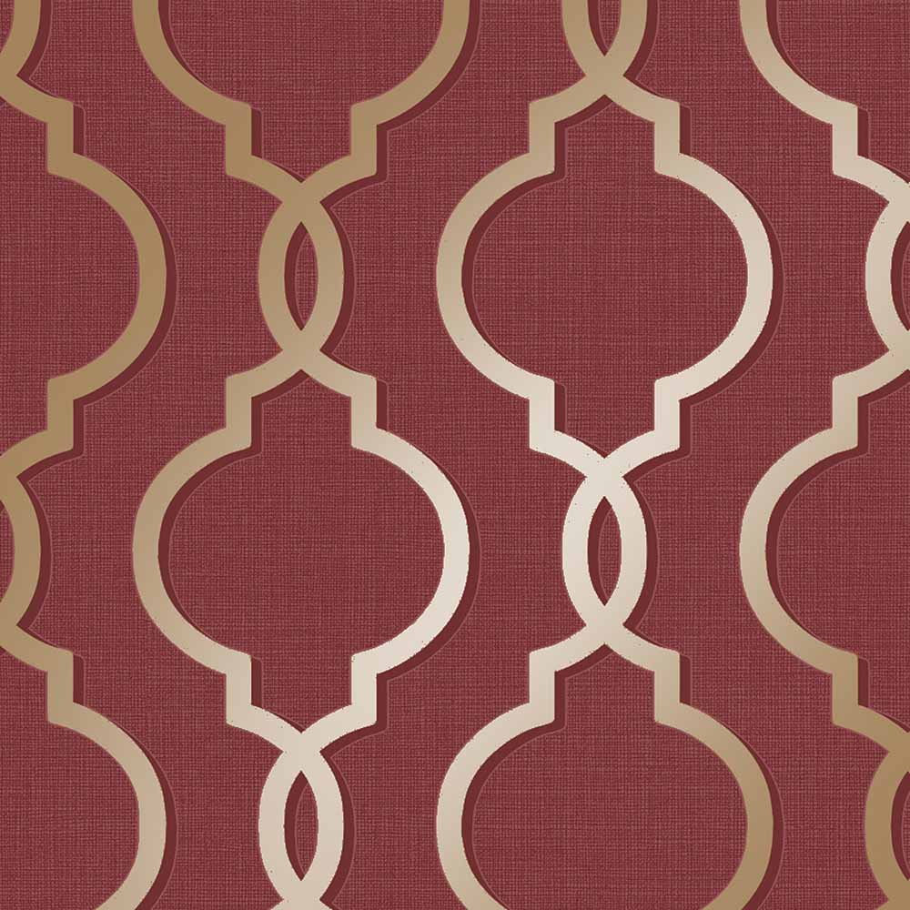 Holden Decor Laticia Geometric Baroque Pattern Red and Gold