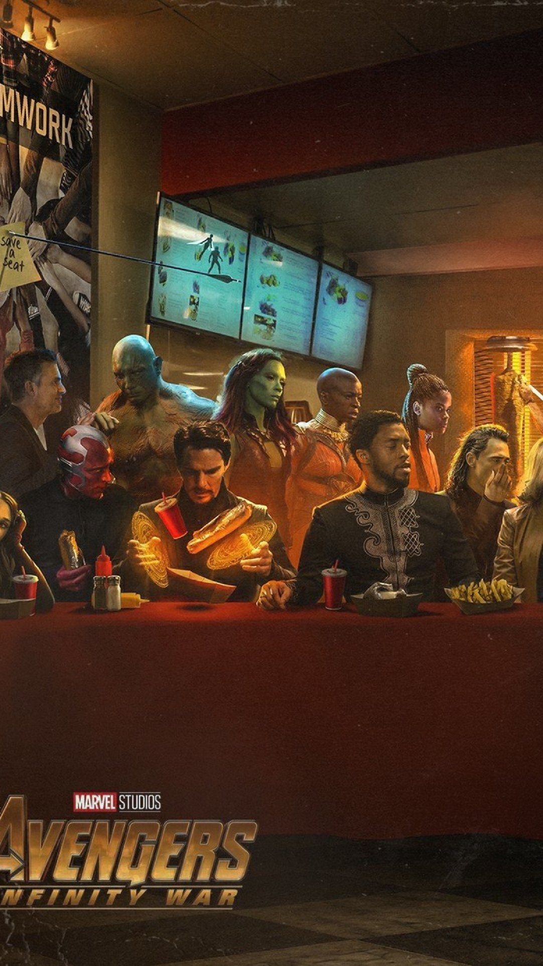 Stan Lee With Avengers Infinity War Superheros Artwork Wallpaper