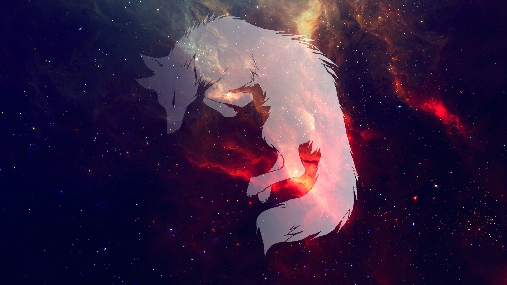 wolf, Space, Galaxy, Sleeping Wallpaper HD / Desktop and Mobile