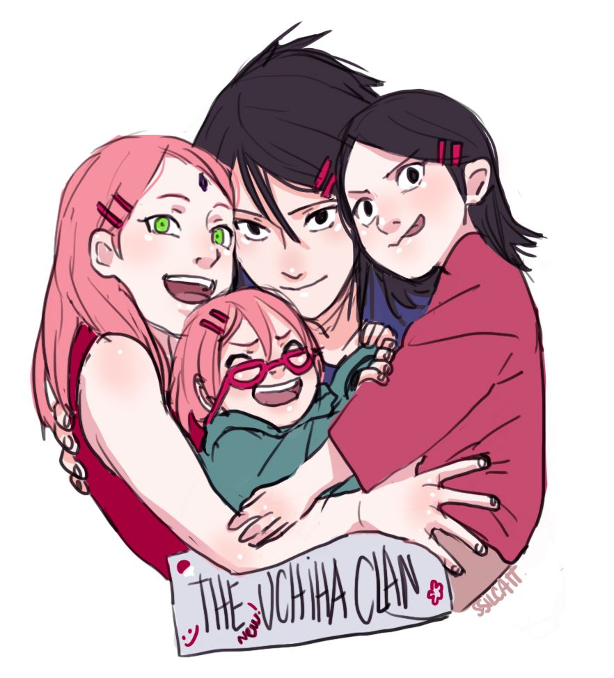 Sasuke, Sakura and their children..the second daughter needs