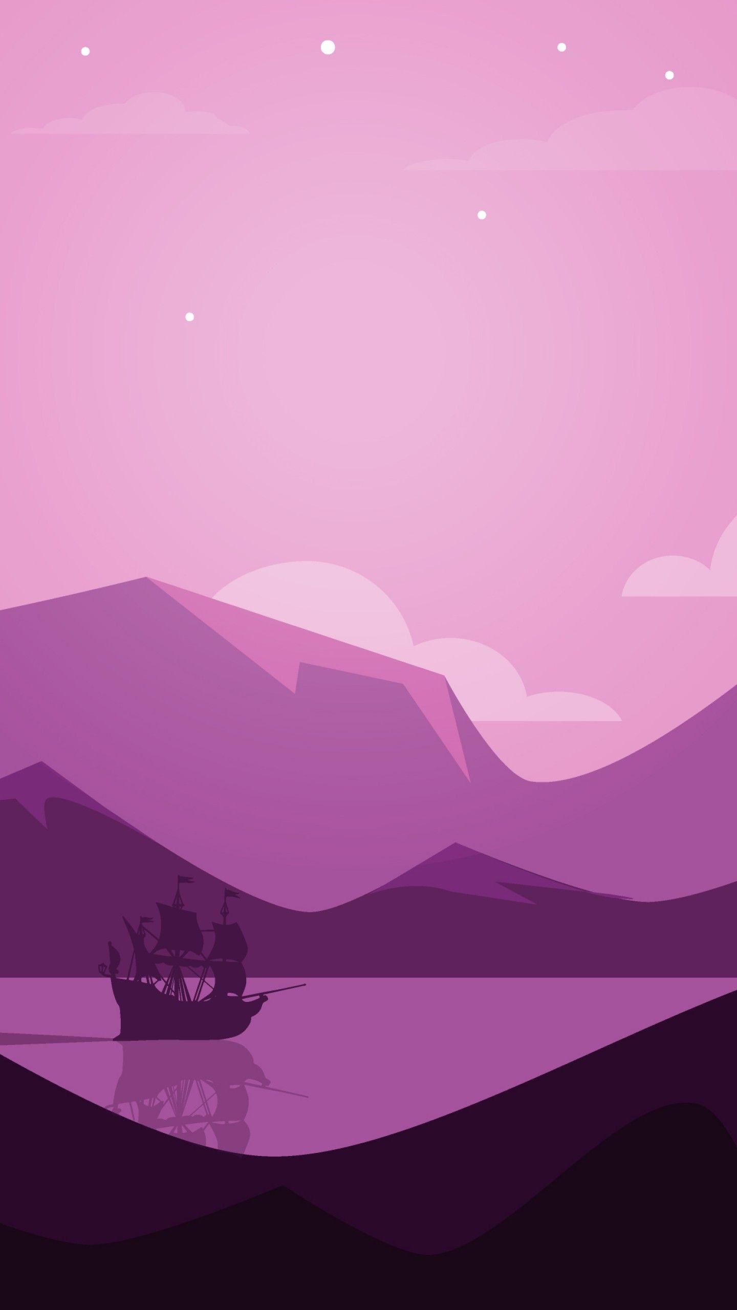 Wallpaper Mountains, Landscape, Panoramic, Purple, 4K, Minimal