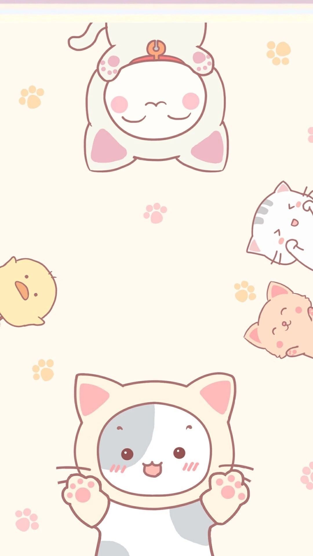 Pastel Kawaii Cat Background