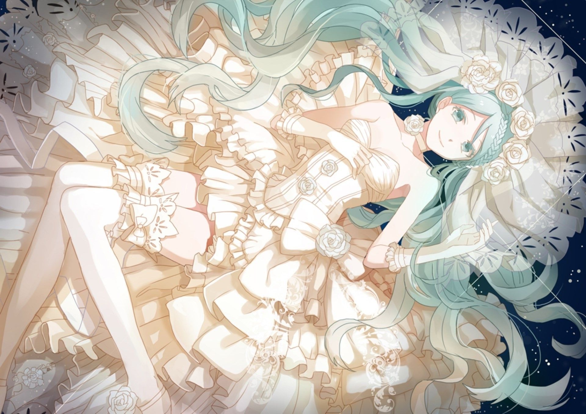 white Dress, Dress, Anime Girls, Vocaloid, Wedding Dress Wallpaper HD / Desktop and Mobile Background