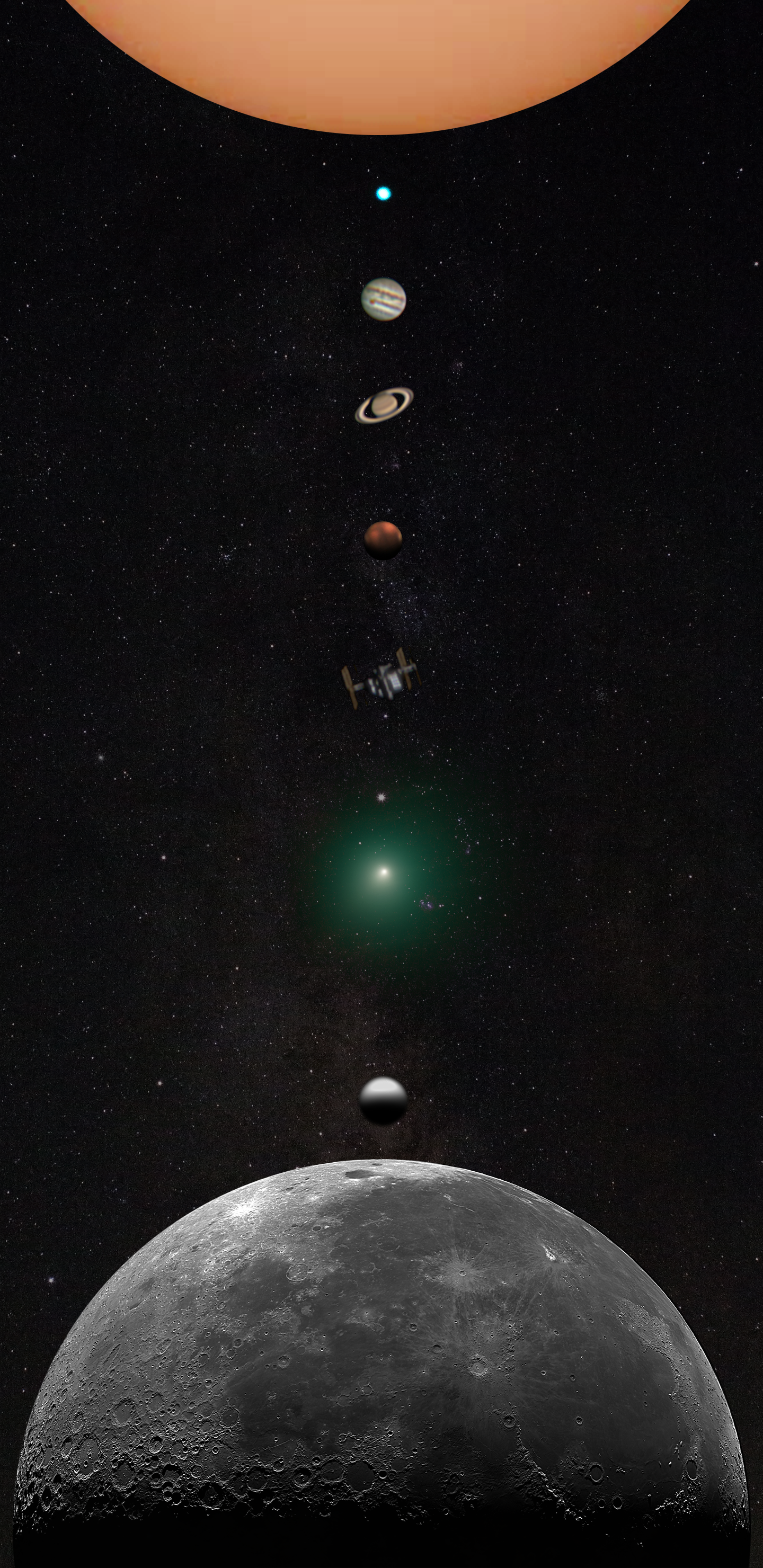 I made a phone wallpaper using every solar system object I