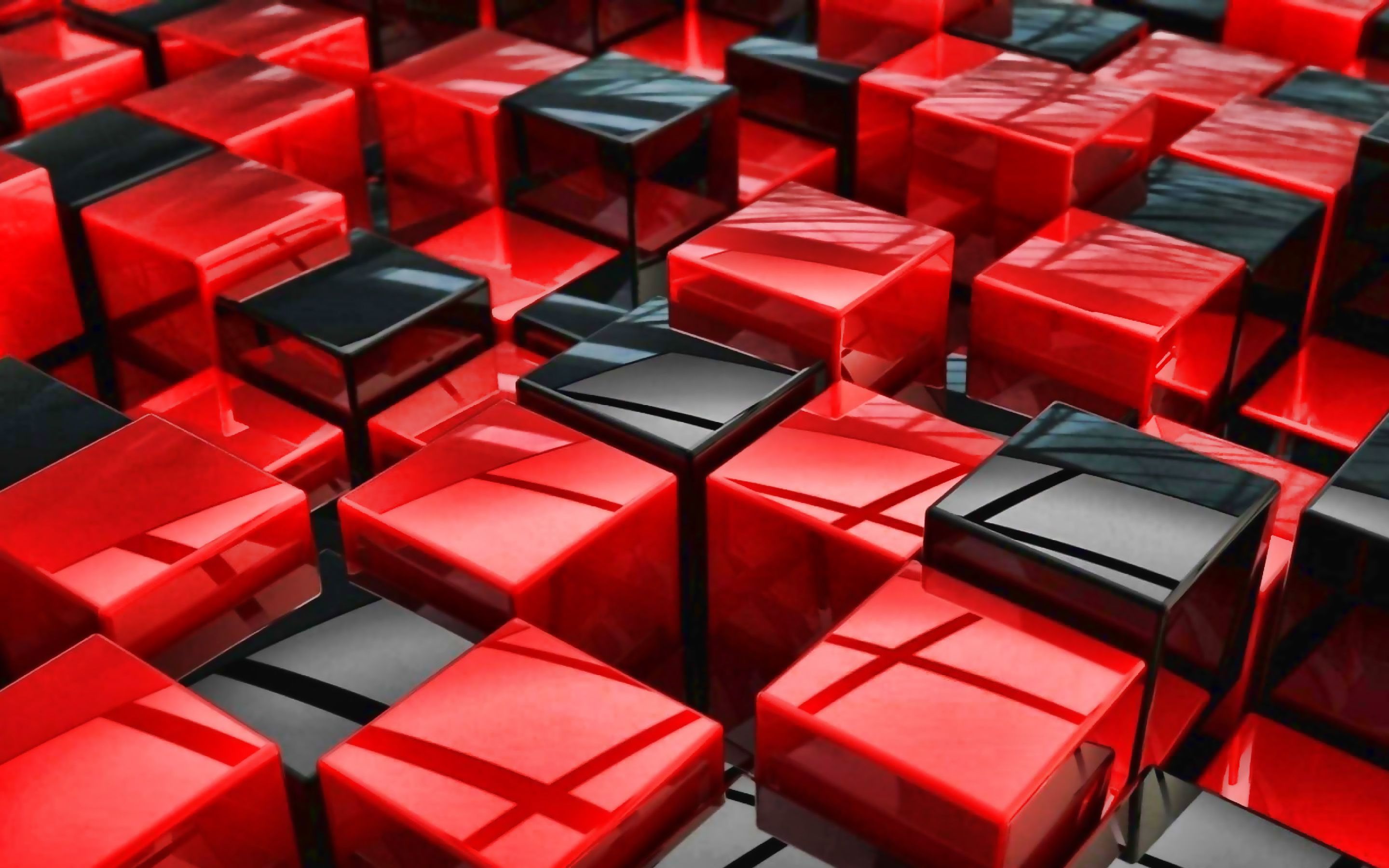 Download wallpaper red and black cubes, geometry, 3D art