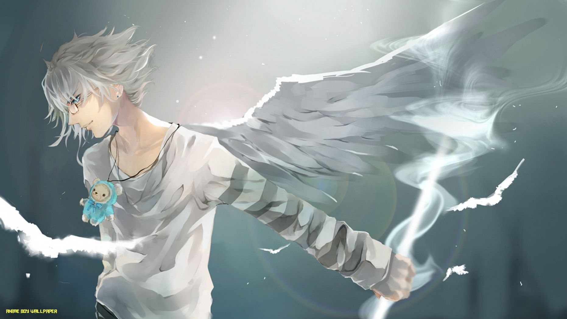 Download Wallpaper 18x18 Anime, Boy, Wings, Art Full HD 18p
