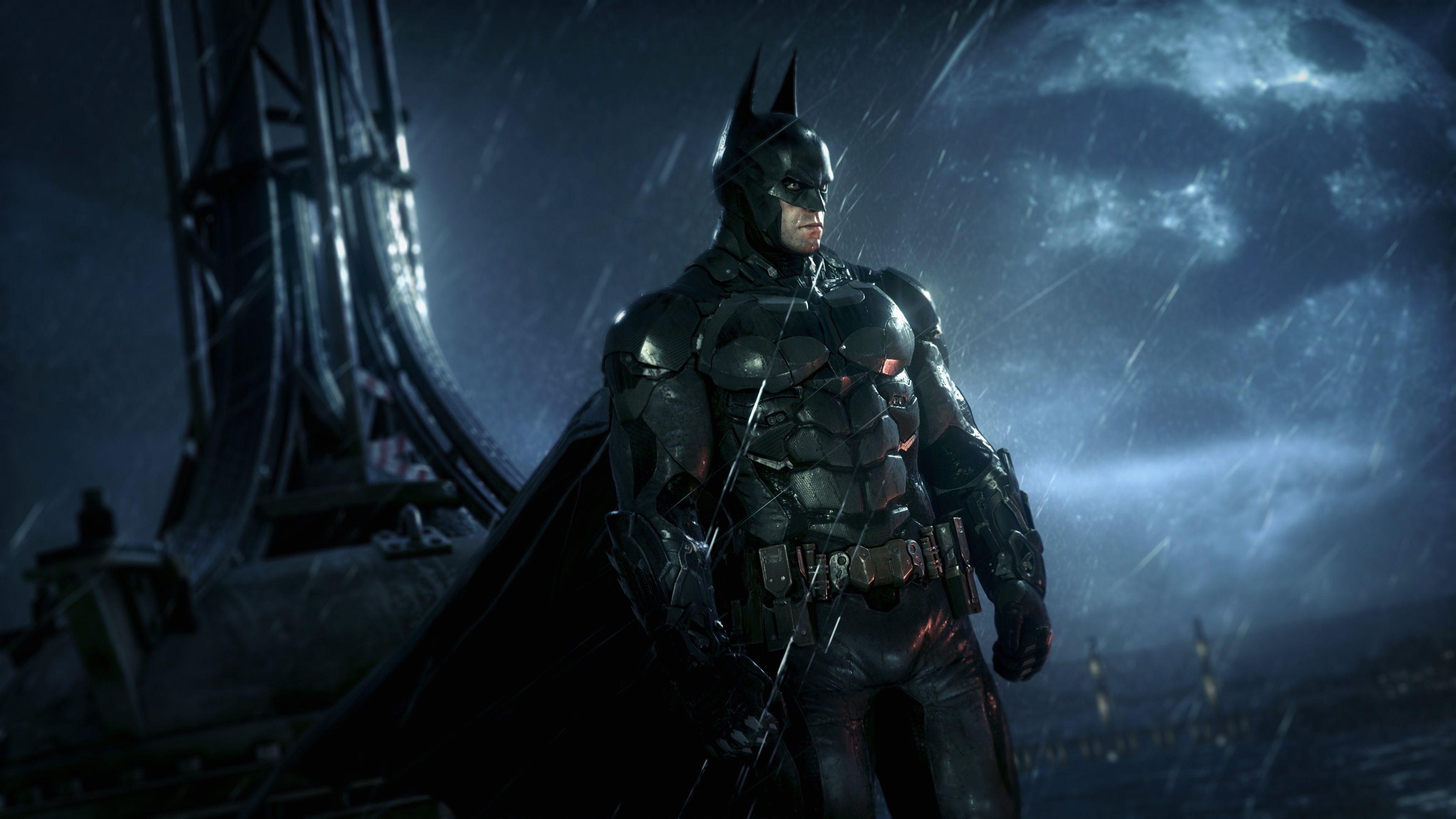 Wallpaper Batman: Arkham Knight, PS4 games, rainy night 3840x2160