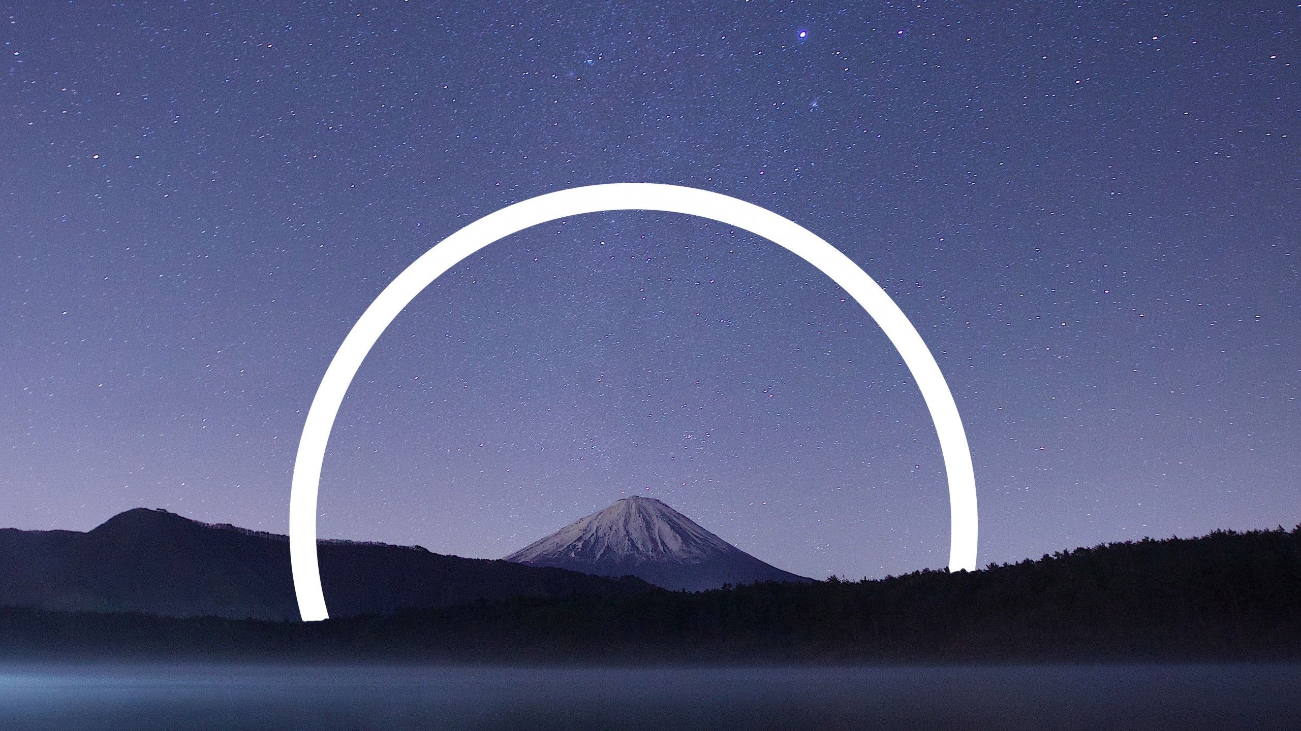Wallpaper Mount Fuji, Landscape, Geometric, Reflection, 4K