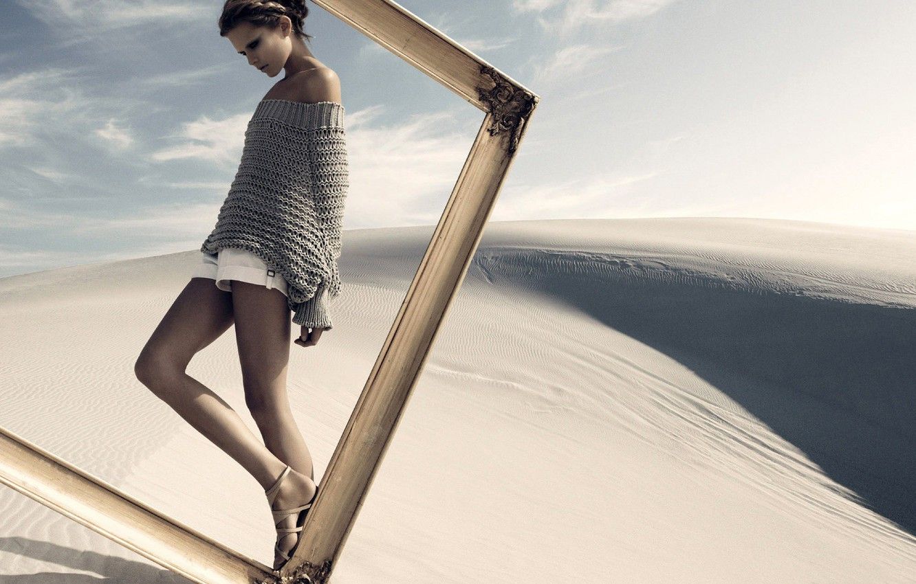 Wallpaper girl, sand, women, blonde, Desert, frame image