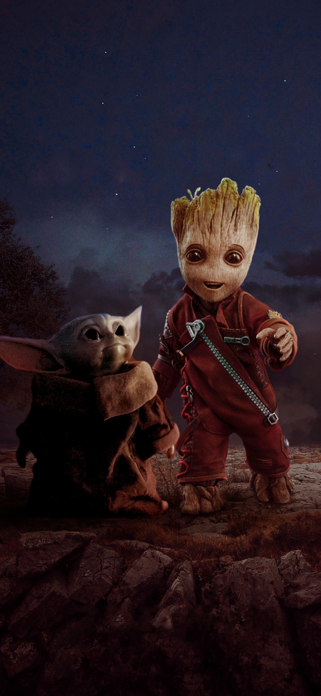 Groot and Baby Yoda iPhone XS MAX Wallpaper, HD