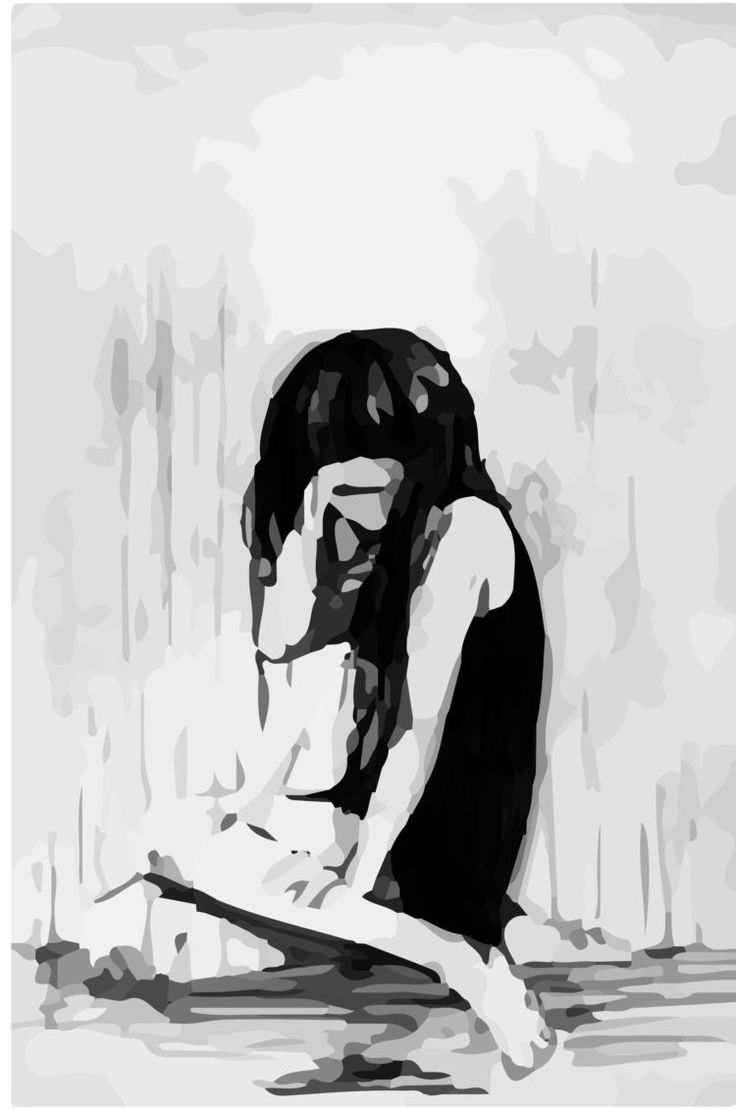 Cartoon draw with line art of young woman alone has a problem with Mental  health suffering from emotion loneliness depression Stock Photo  Alamy