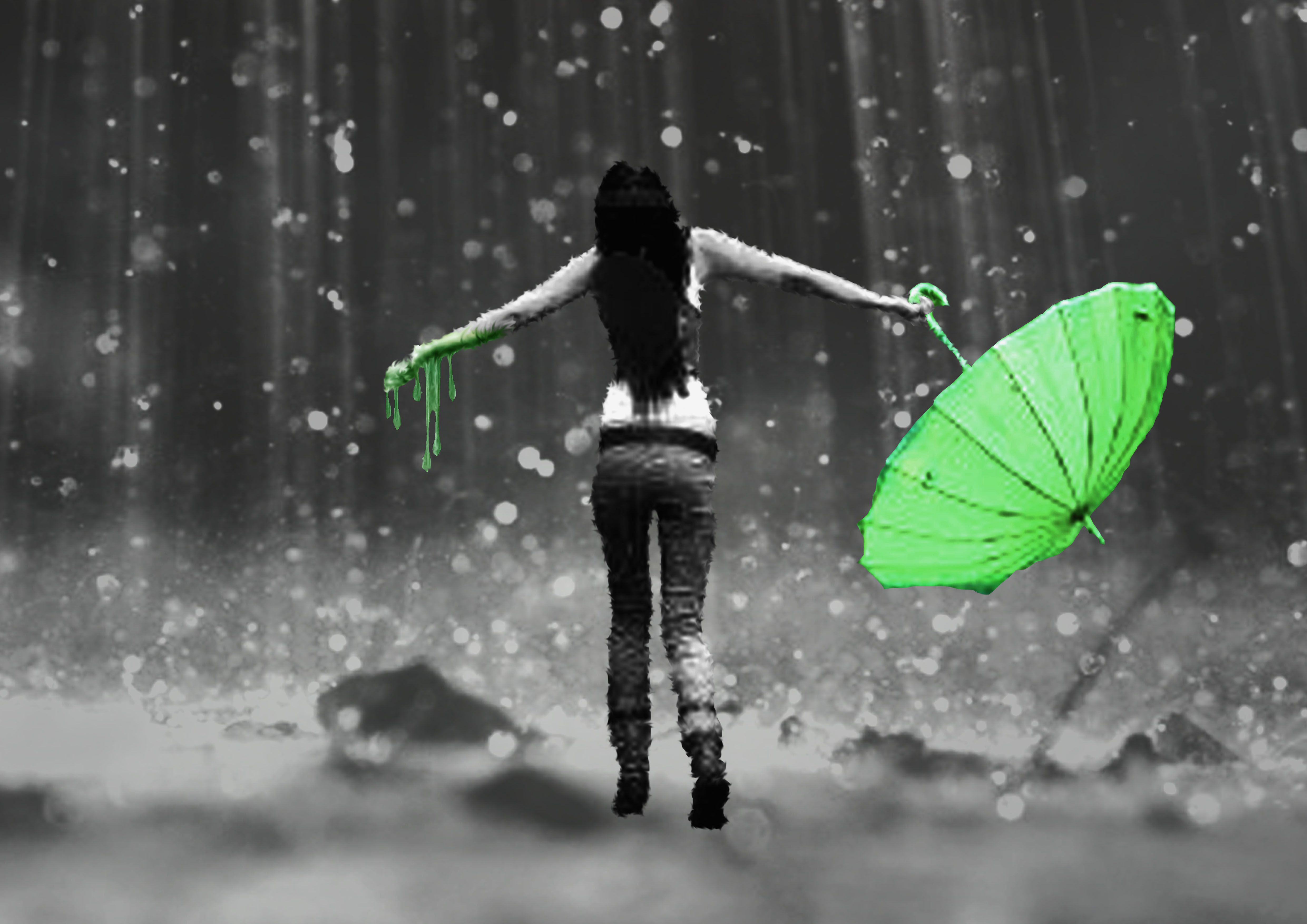 Green Umbrella in the rain. Rain wallpaper, Rain picture