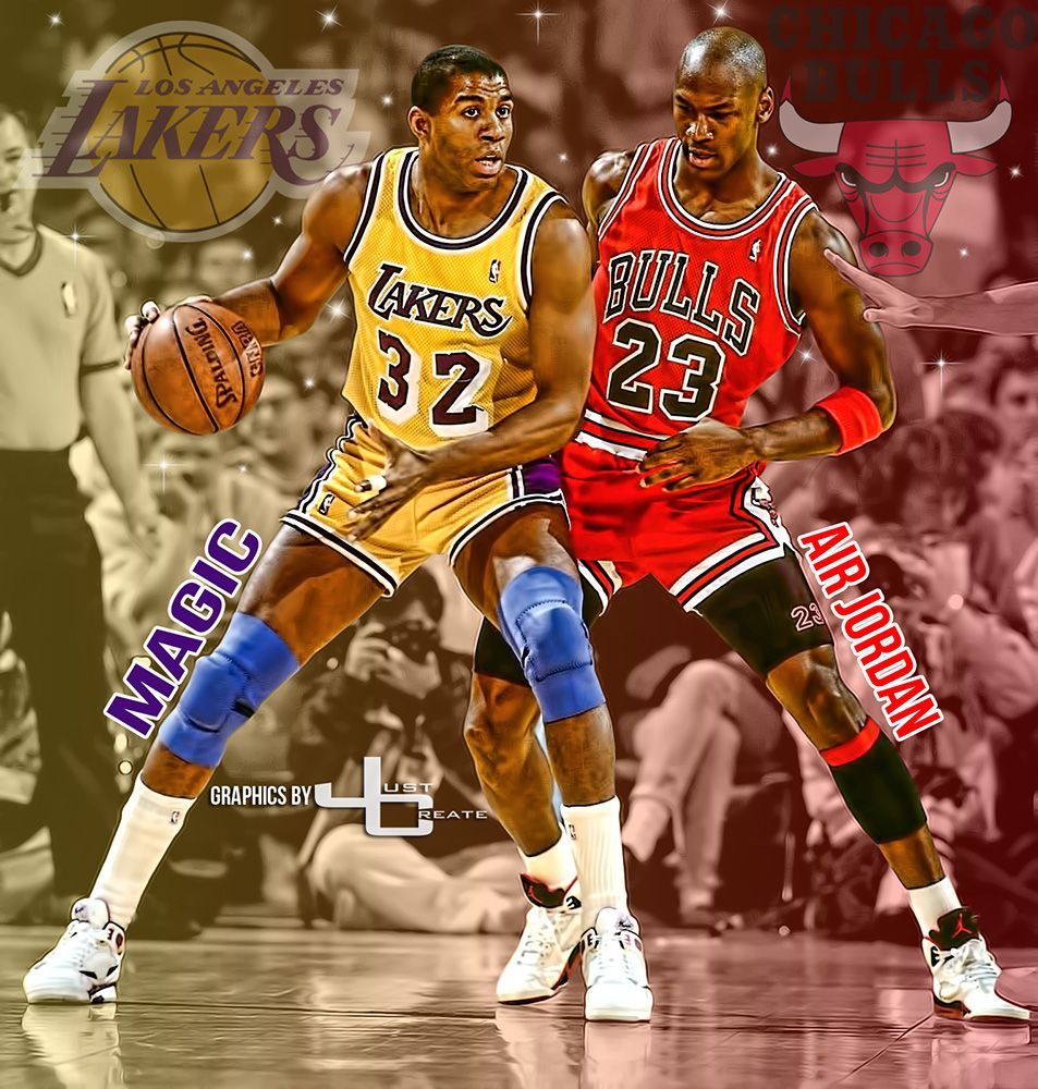 Magic Johnson vs. Michael Jordan graphics