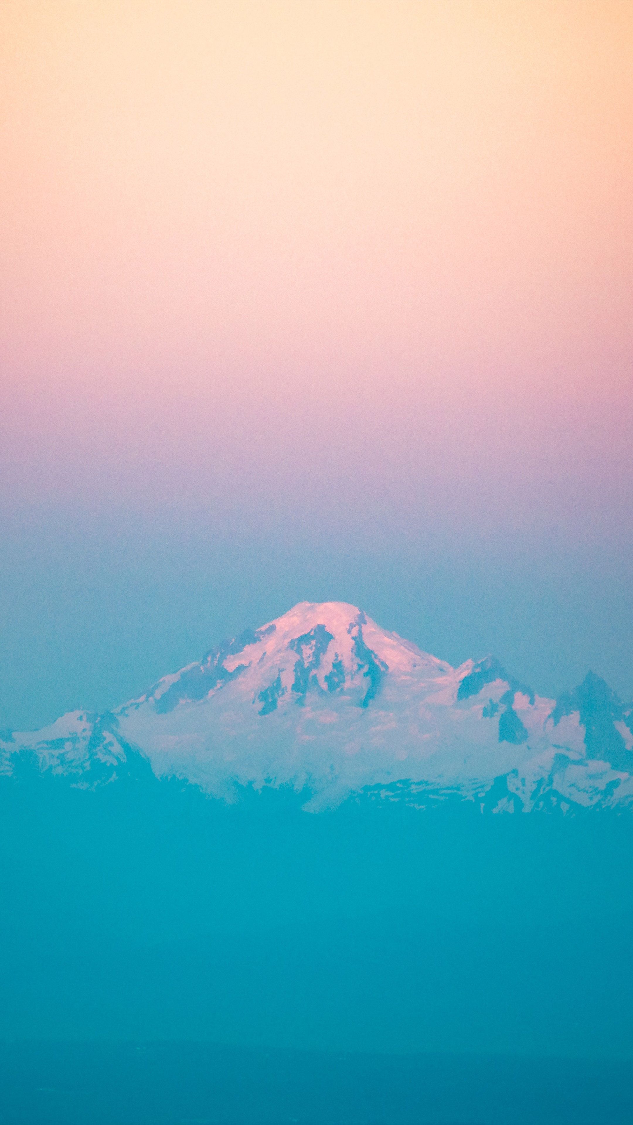 Mountain Peak Sunset Orange Blue Mist .mordeo.org
