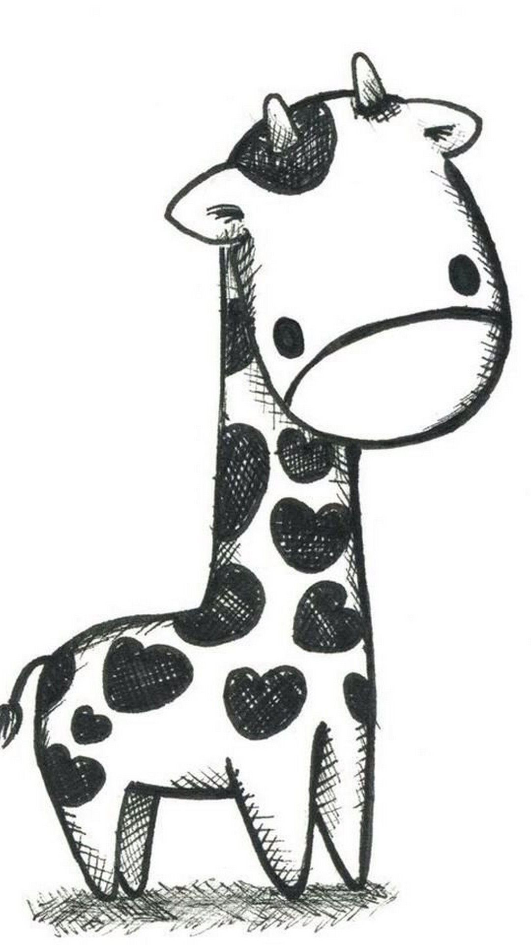 Giraffe Wallpaper Black and White. Cute giraffe drawing, Cartoon