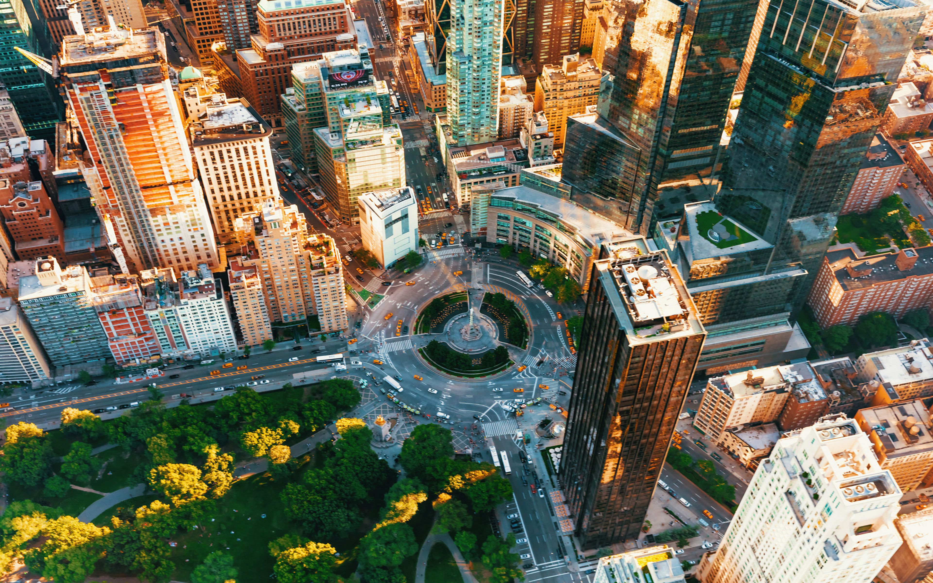 Columbus Circle In New York City Aerial View 4k Ultra HD Wallpaper