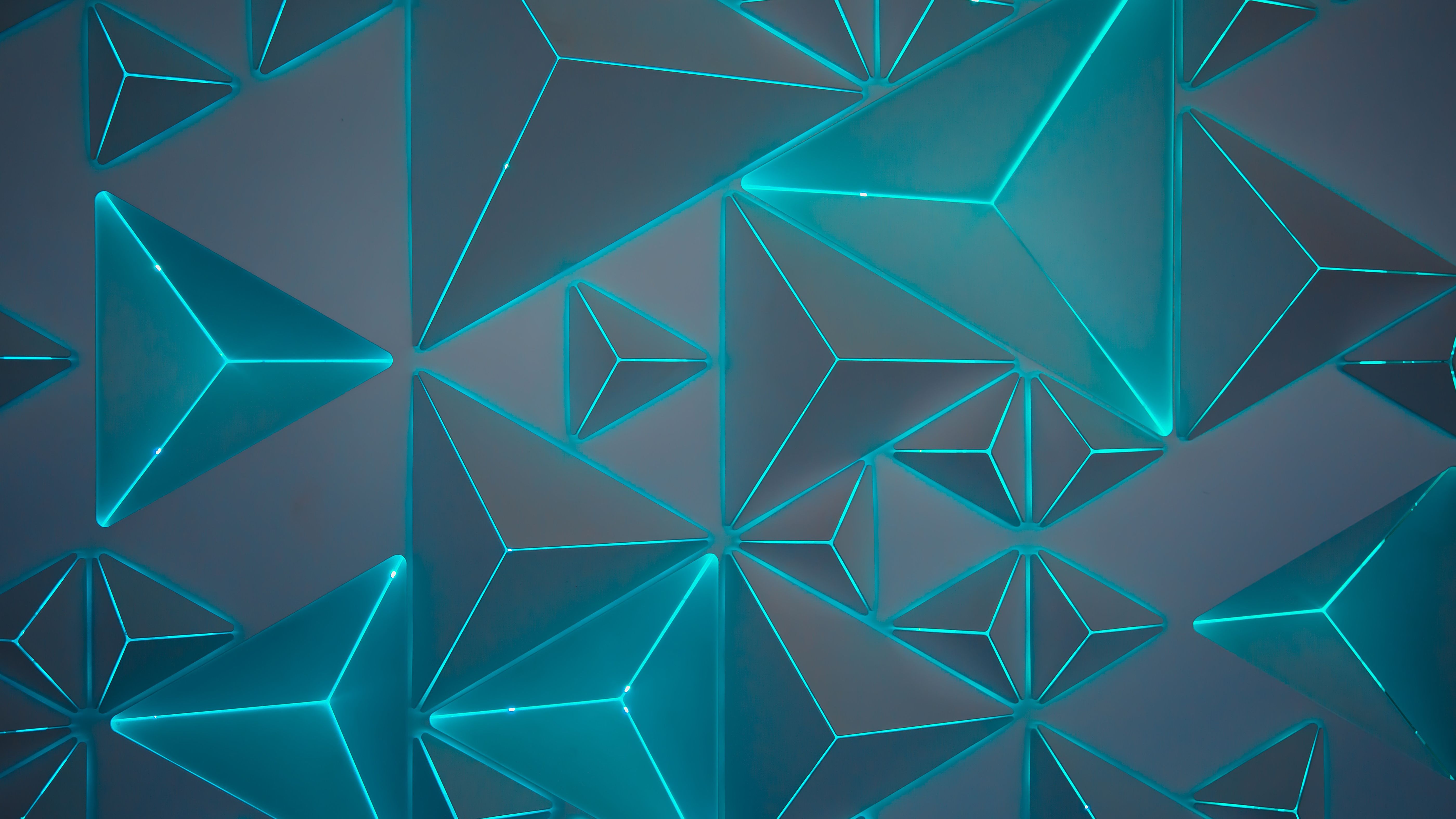 Teal Neon Geometric 5K Wallpaper