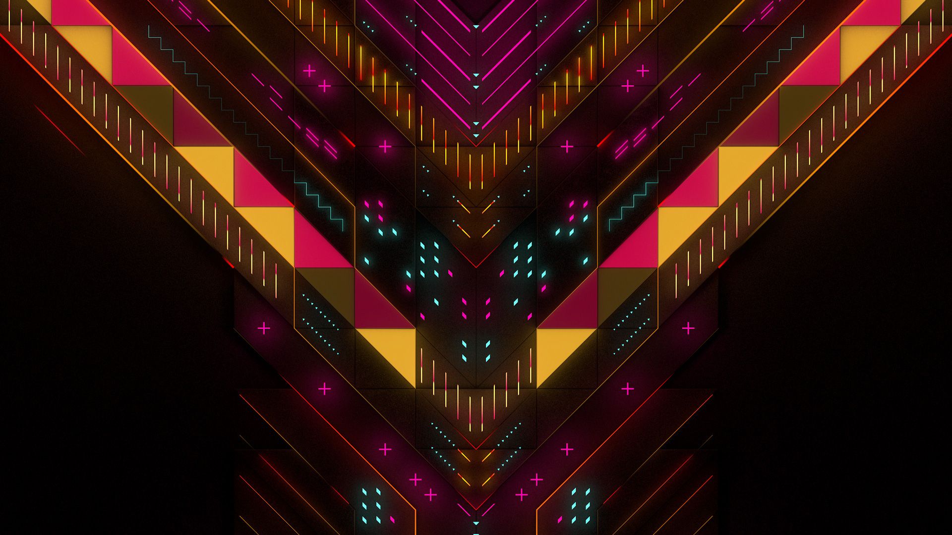 Neon Abstract Geometry Digital Art, HD Abstract, 4k Wallpaper
