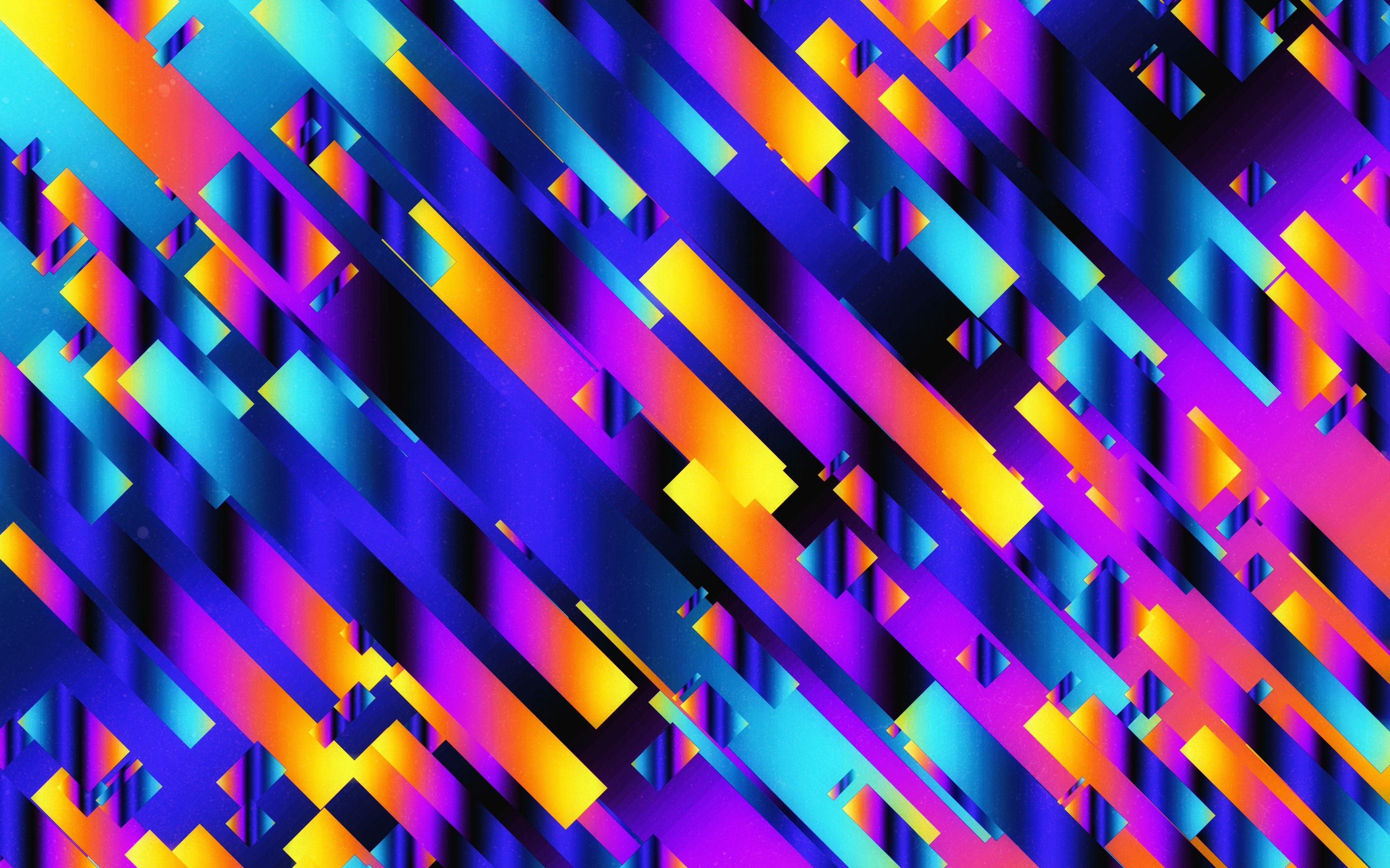 Wallpaper Neon, Ribbons, Geometric, Colorful, HD, 4K, Abstract