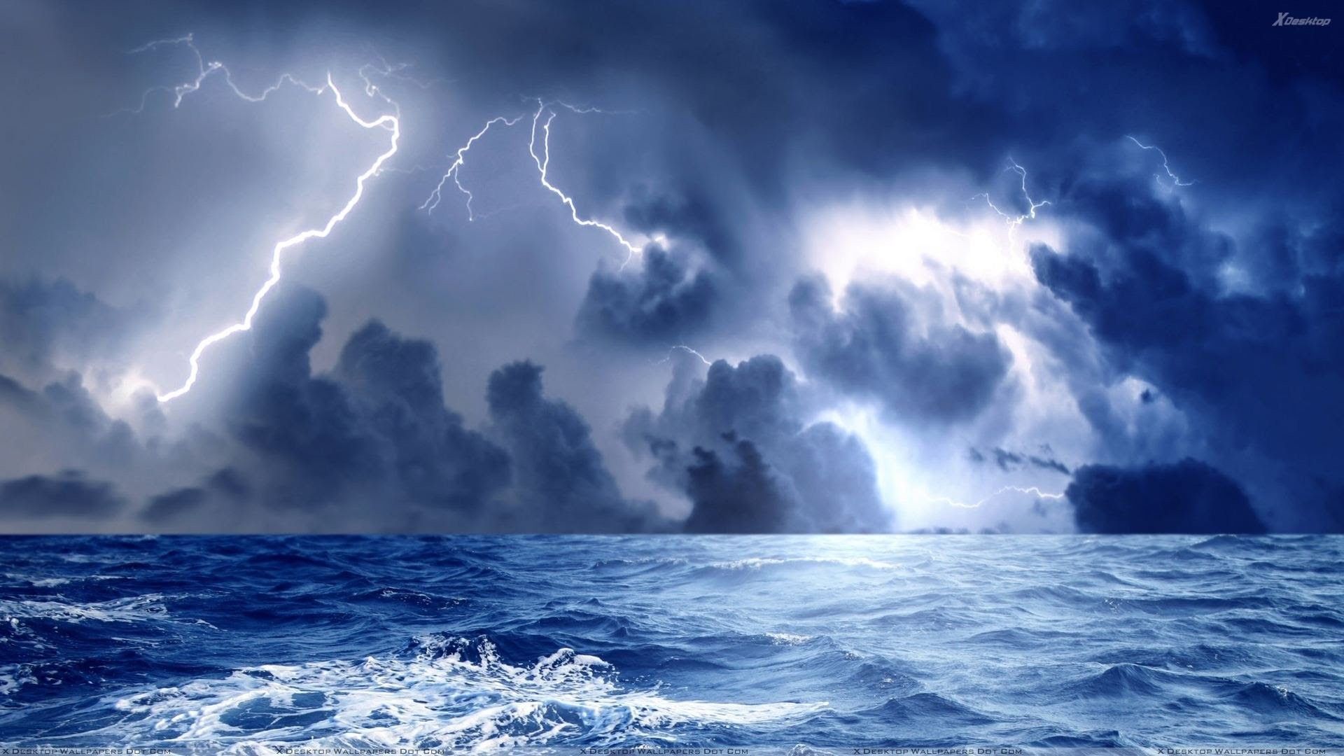 Storm, Weather, Rain, Sky, Clouds, Nature, Ocean, Sea, Lightning
