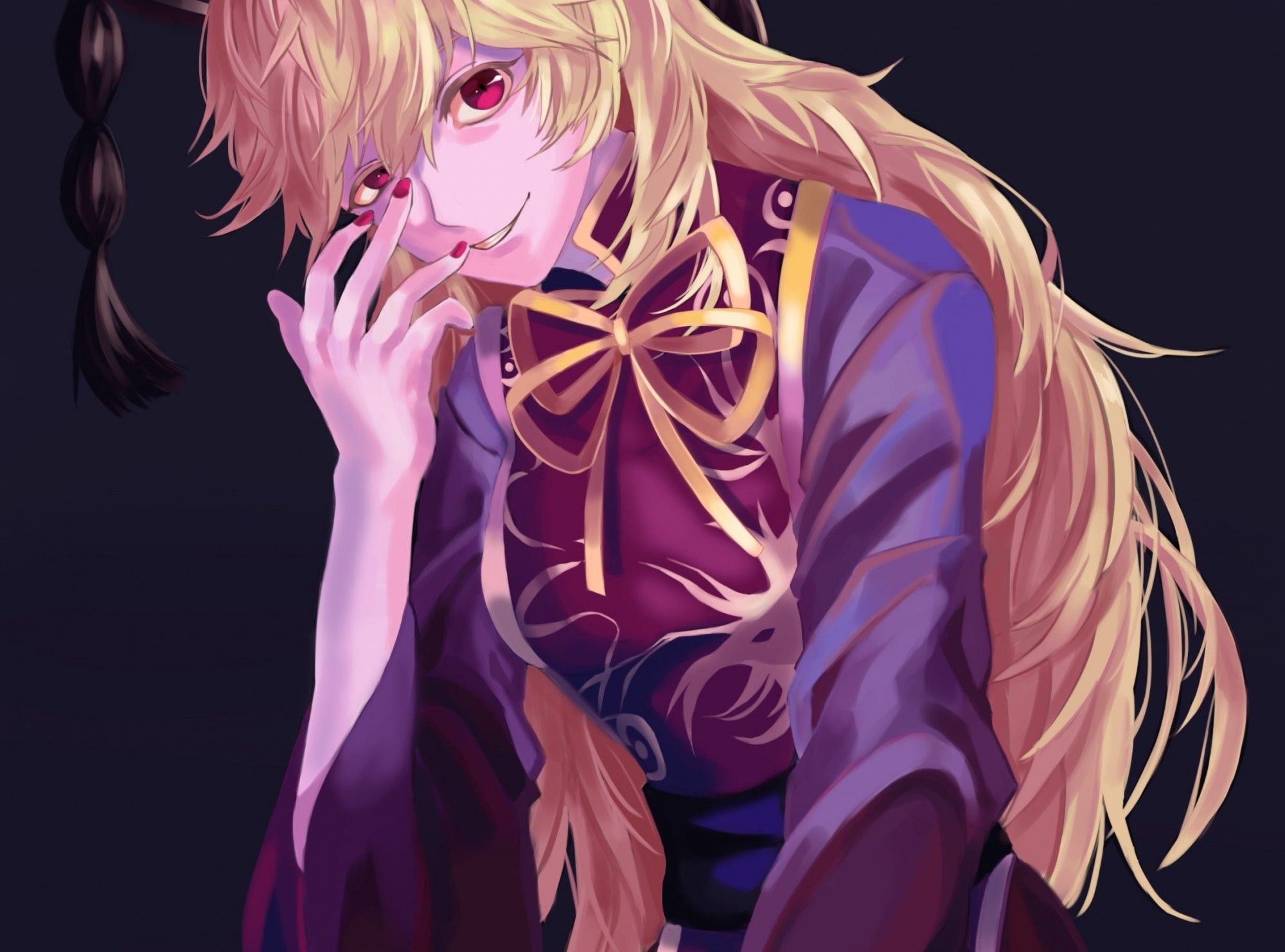 Download 2000x1481 Touhou, Junko, Red Eyes, Blonde, Scary Anime