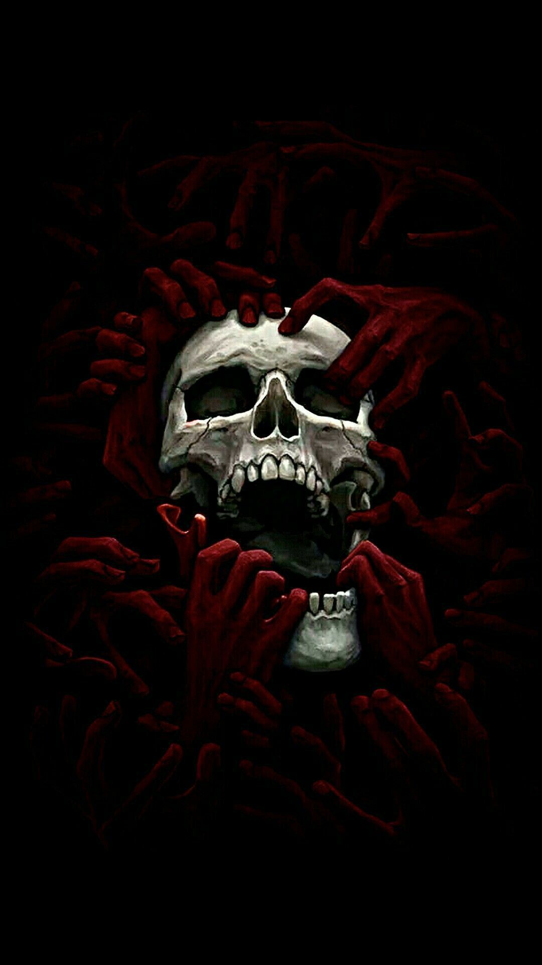 iPhone Wallpaper. Black, Skull, Red, Bone, Darkness, Mouth
