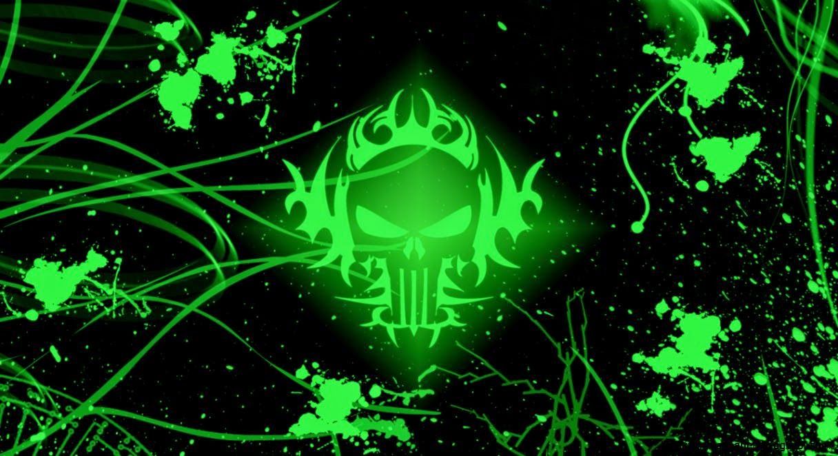 Cool Green Skull Wallpaper