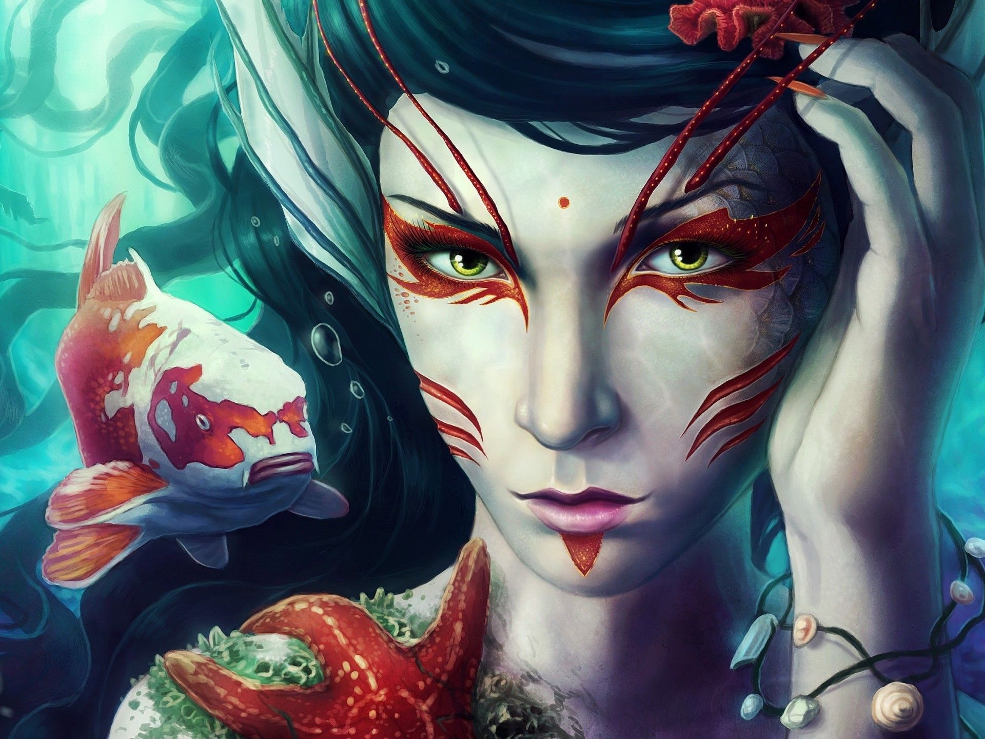 Oriental, Background, Females, Fishes, Underwater, high Resolution
